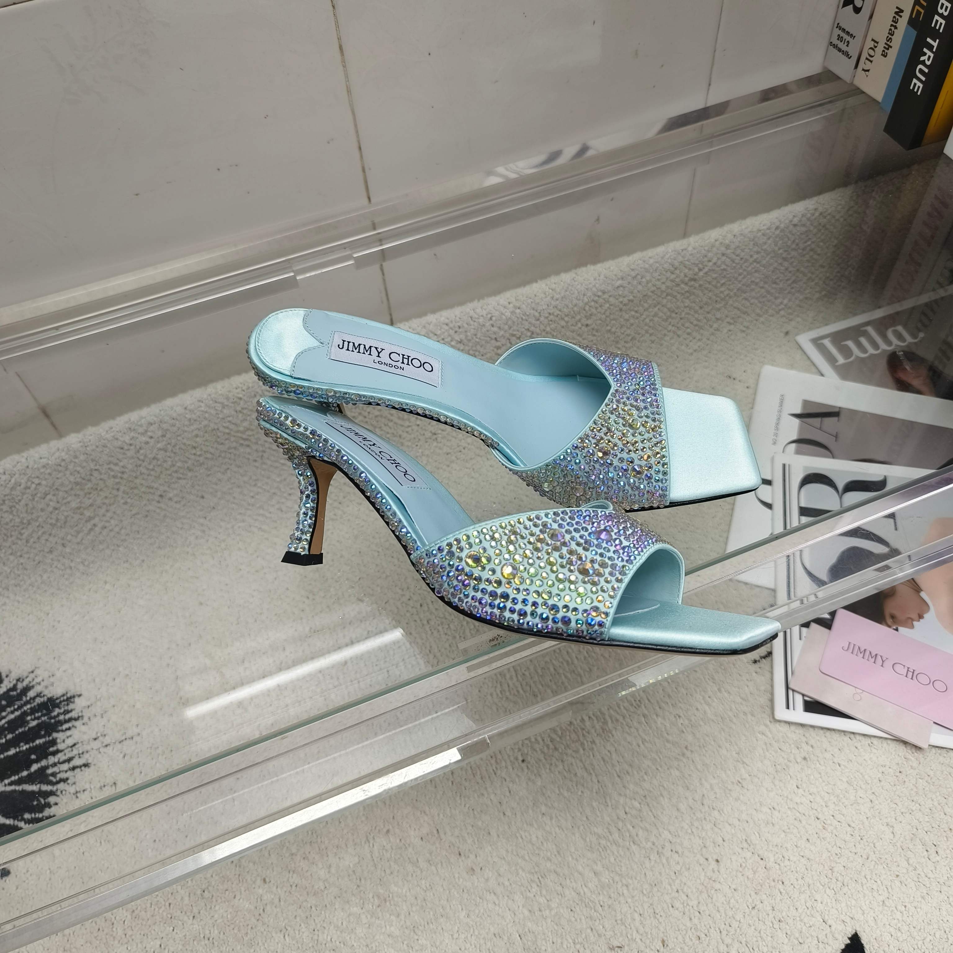 Мюли женские в стиле Jimmy Choo голубого цвета