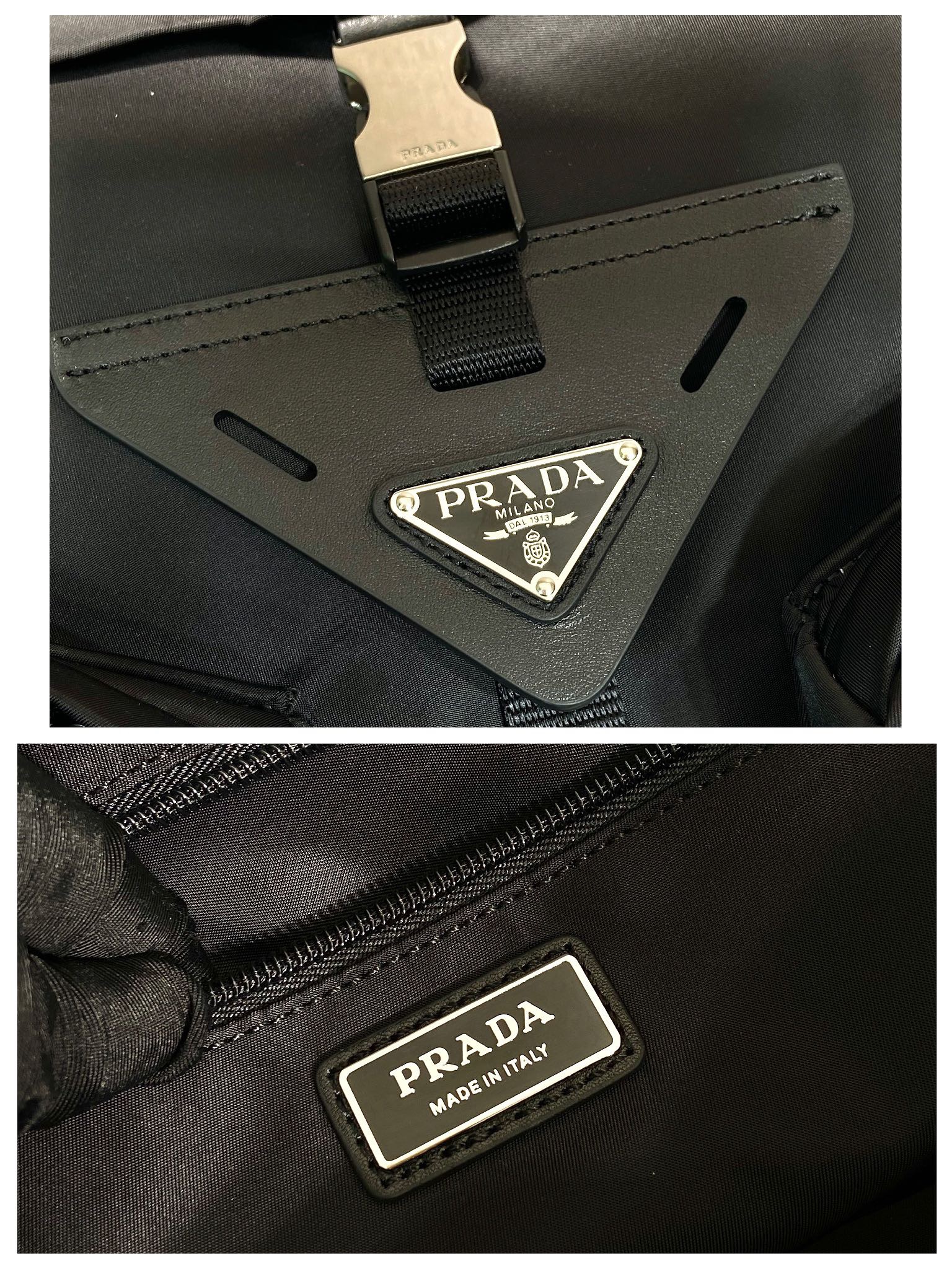 Сумка дорожная унисекс в стиле Prada Re-Nylon чёрного цвета с регулируемыми ручками
