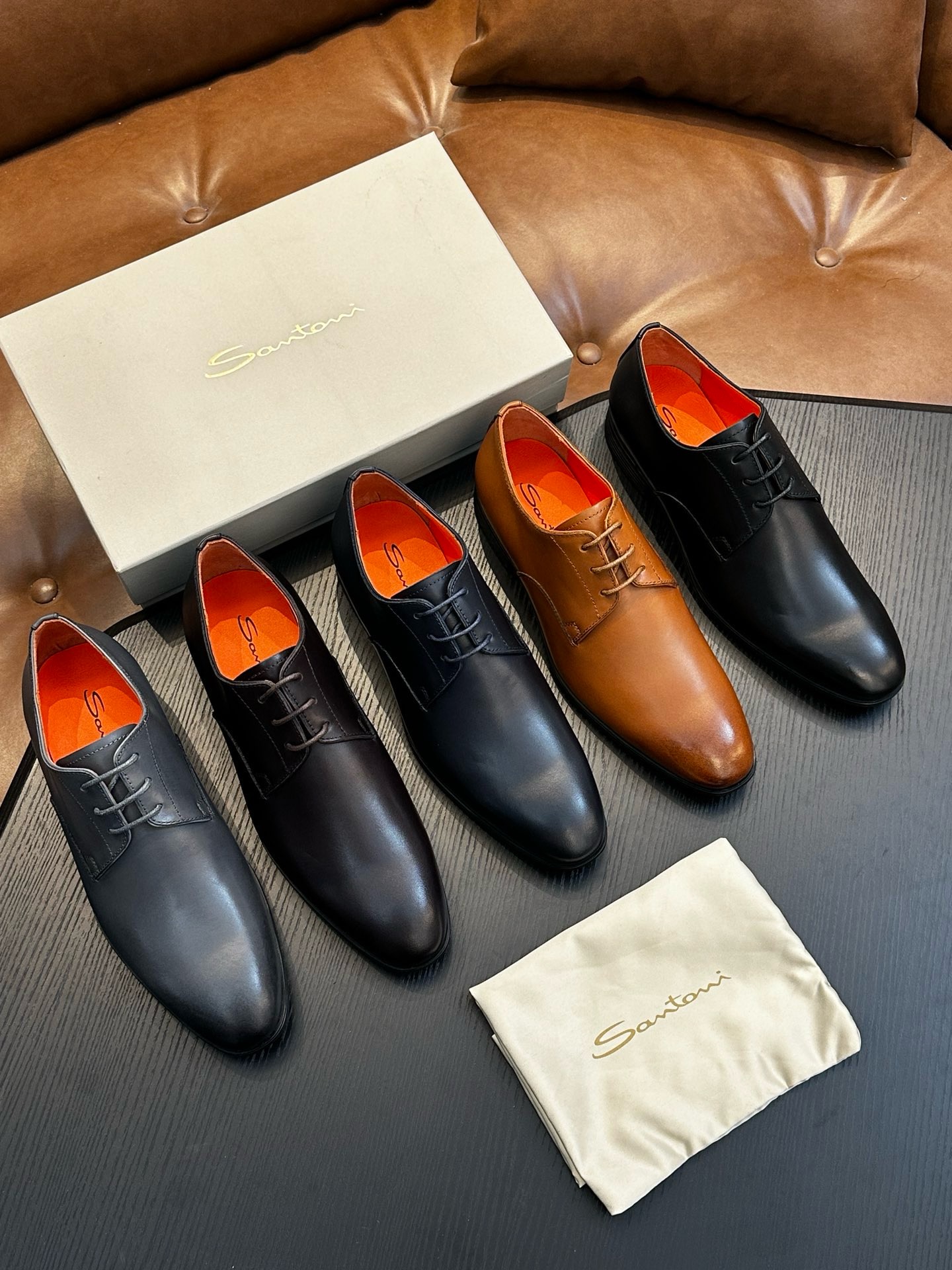 Дерби мужские в стиле Santoni чёрного цвета
