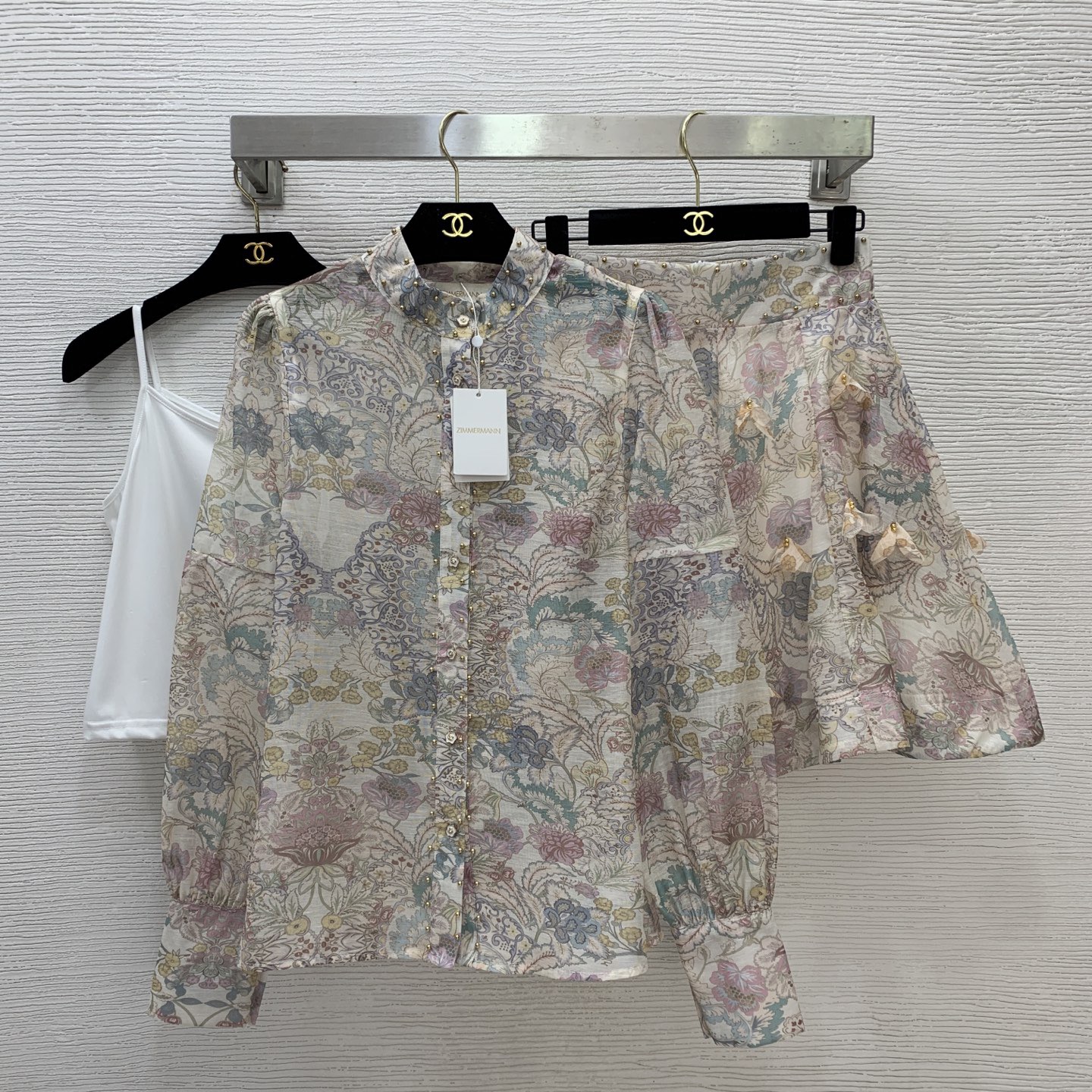 Костюм женский в стиле Zimmermann комплект 3 в 1 с юбкой и топом