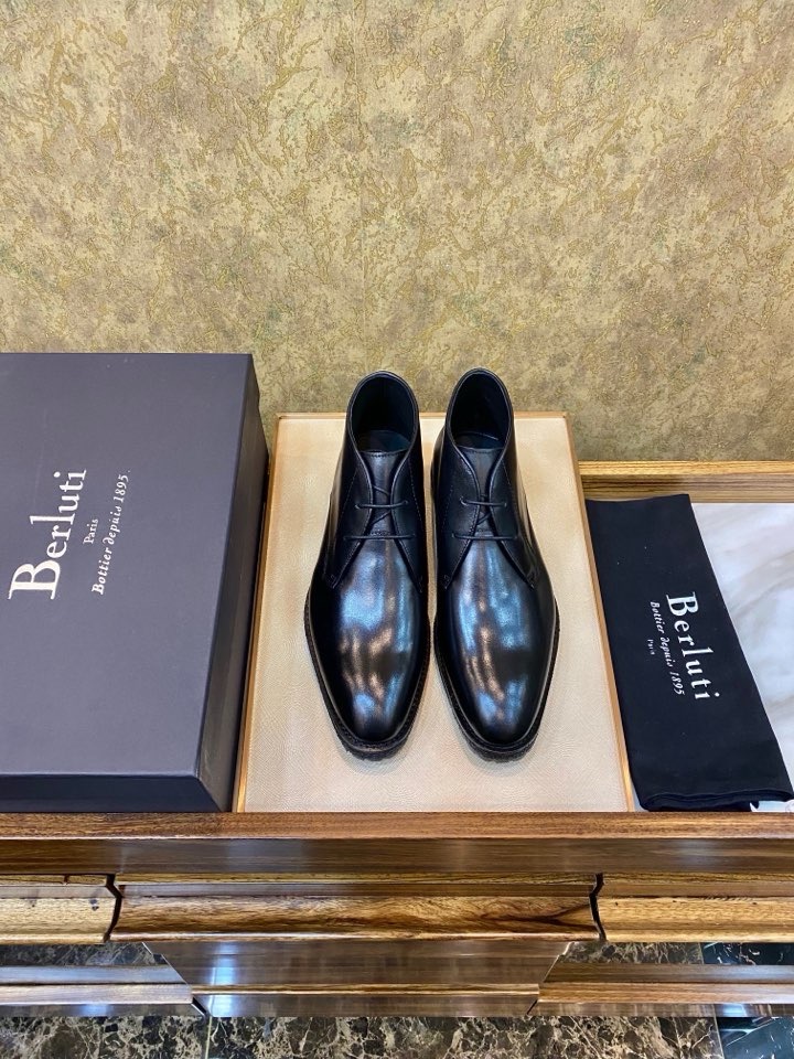 Ботинки мужские Berluti Brunico из гладкой натуральной кожи чёрного цвета