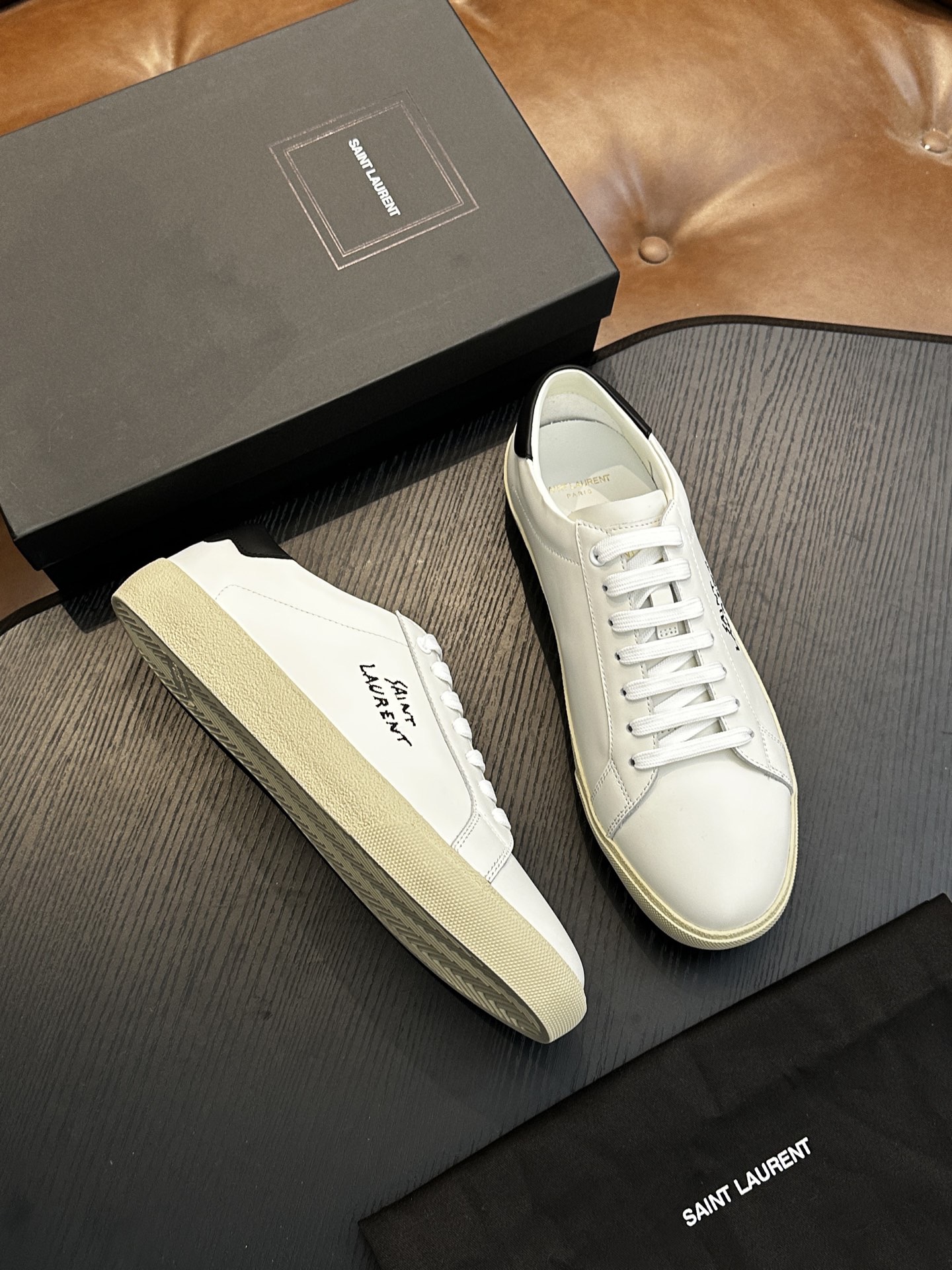 Кроссовки мужские в стиле Saint Laurent SL/61 белого цвета