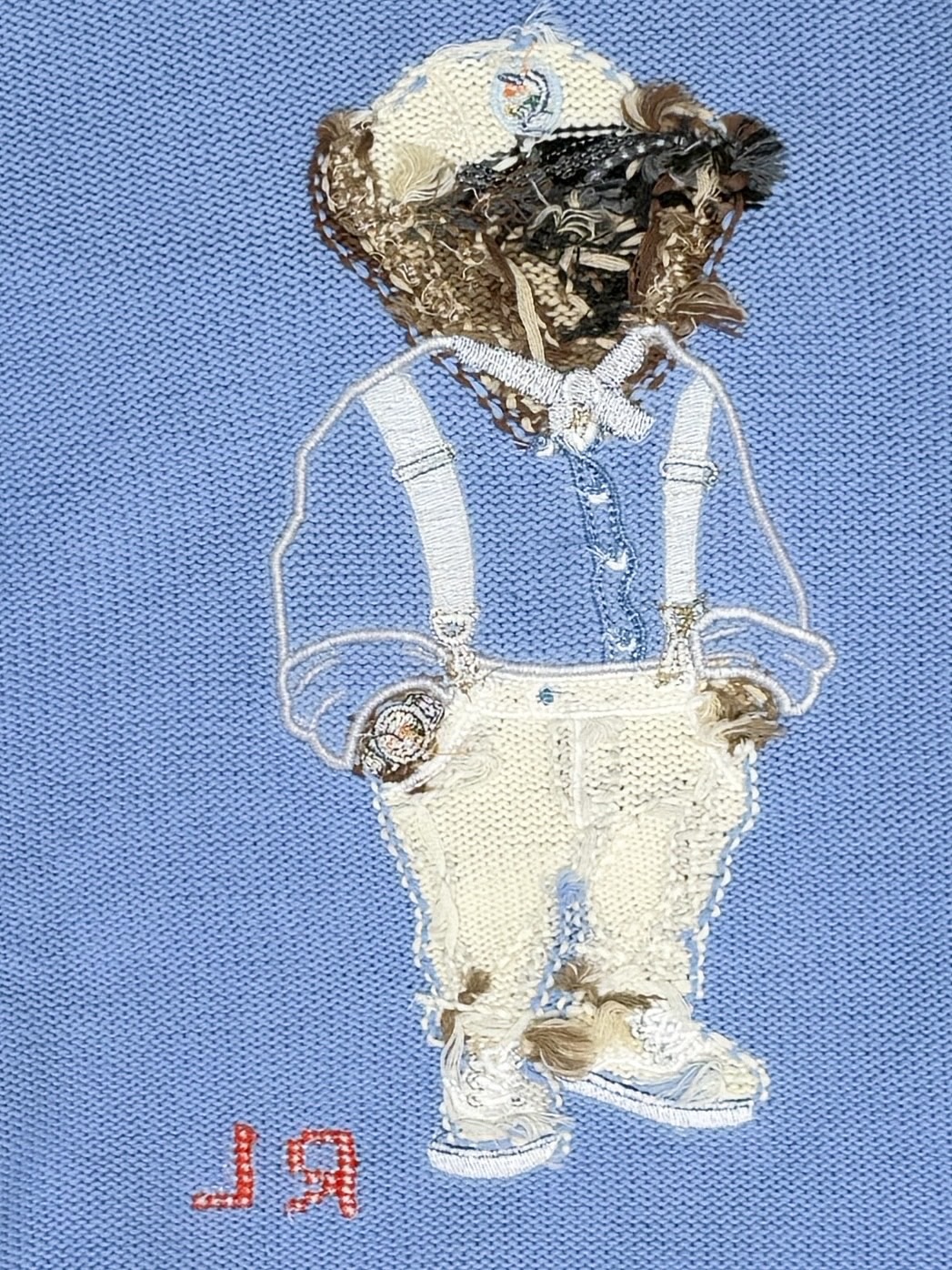 Свитер унисекс в стиле Polo Ralph Lauren голубого цвета с вышивкой медведя