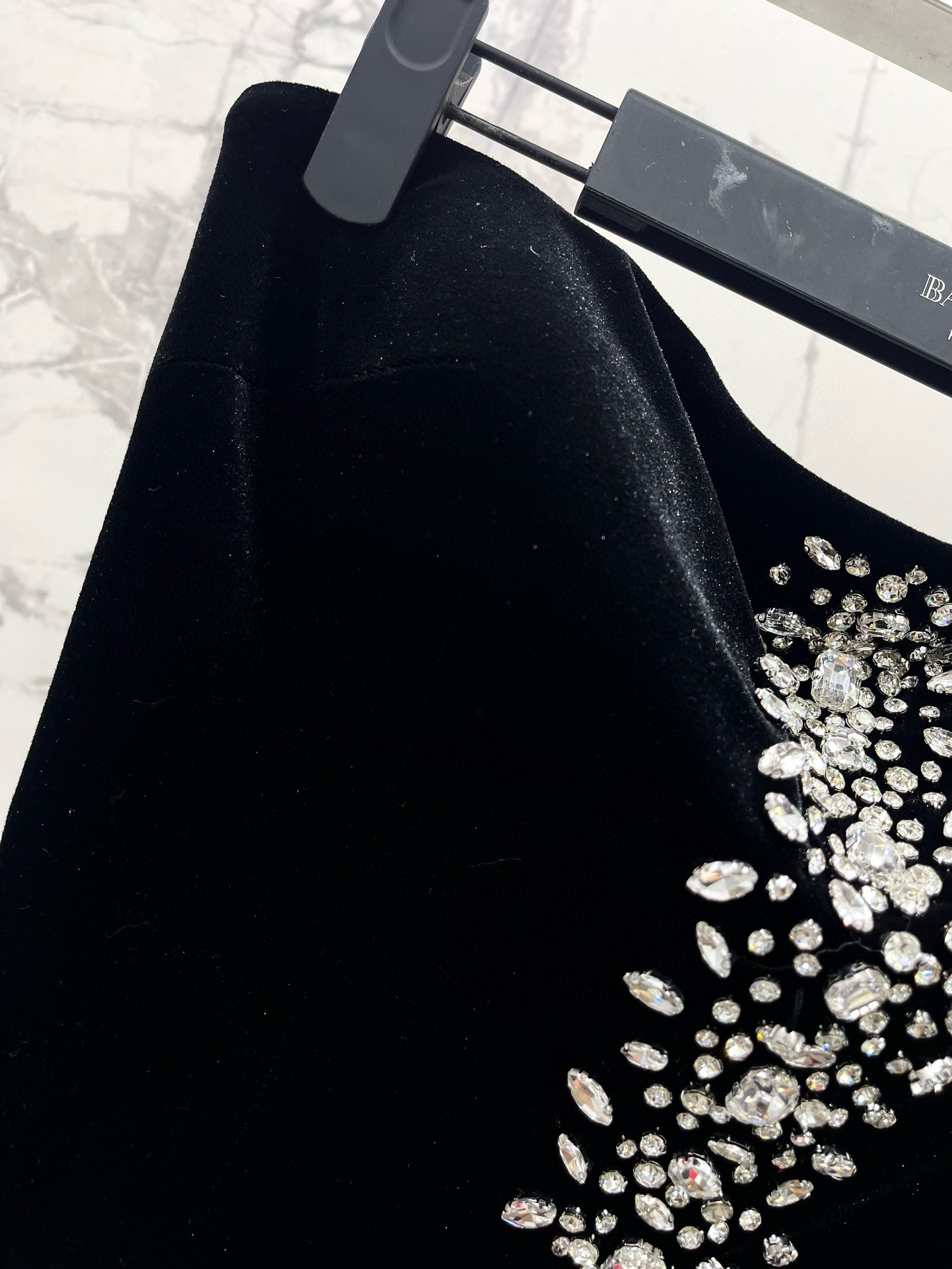 Платье женское в стиле Balmain из бархата с кристаллами