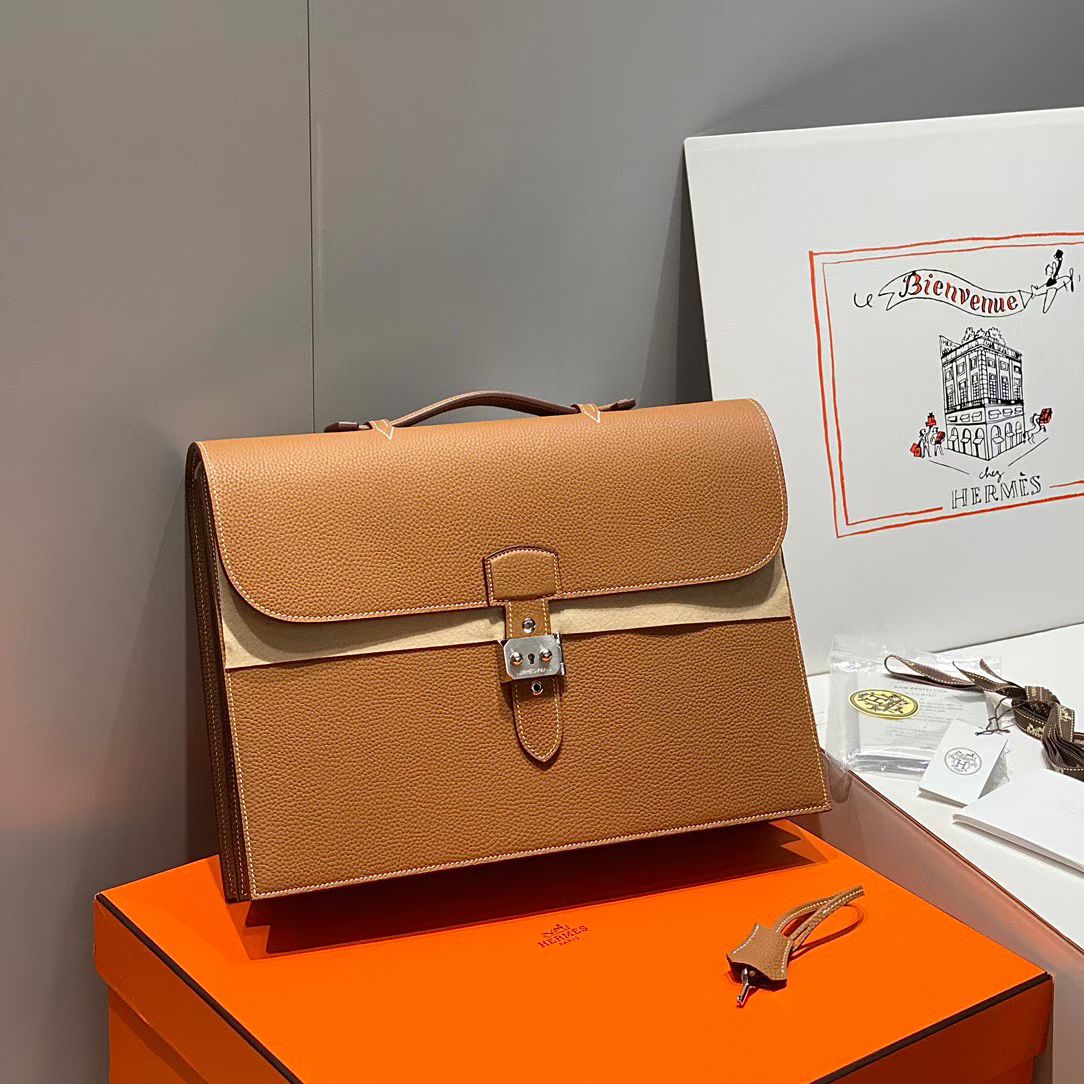 Портфель мужской Hermès Sac à Dépêches 38 gold brown цвета