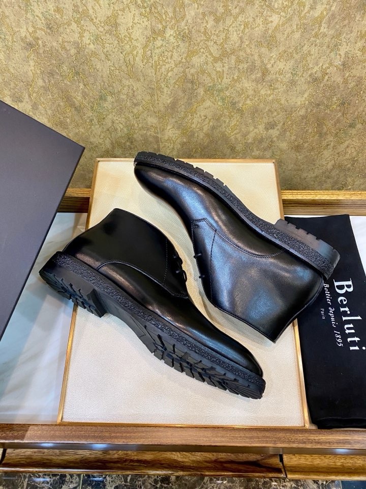 Ботинки мужские Berluti Brunico из гладкой натуральной кожи чёрного цвета