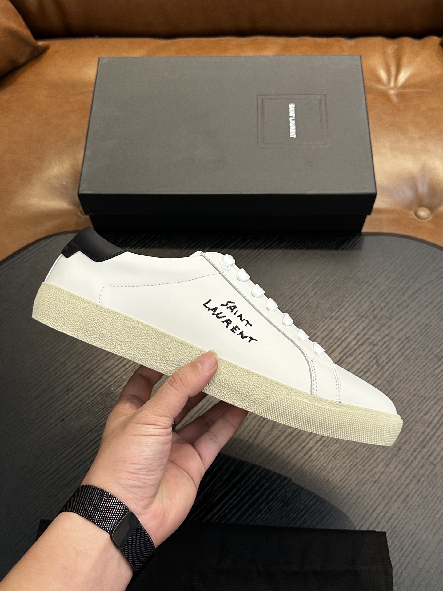 Кроссовки мужские в стиле Saint Laurent SL/61 белого цвета