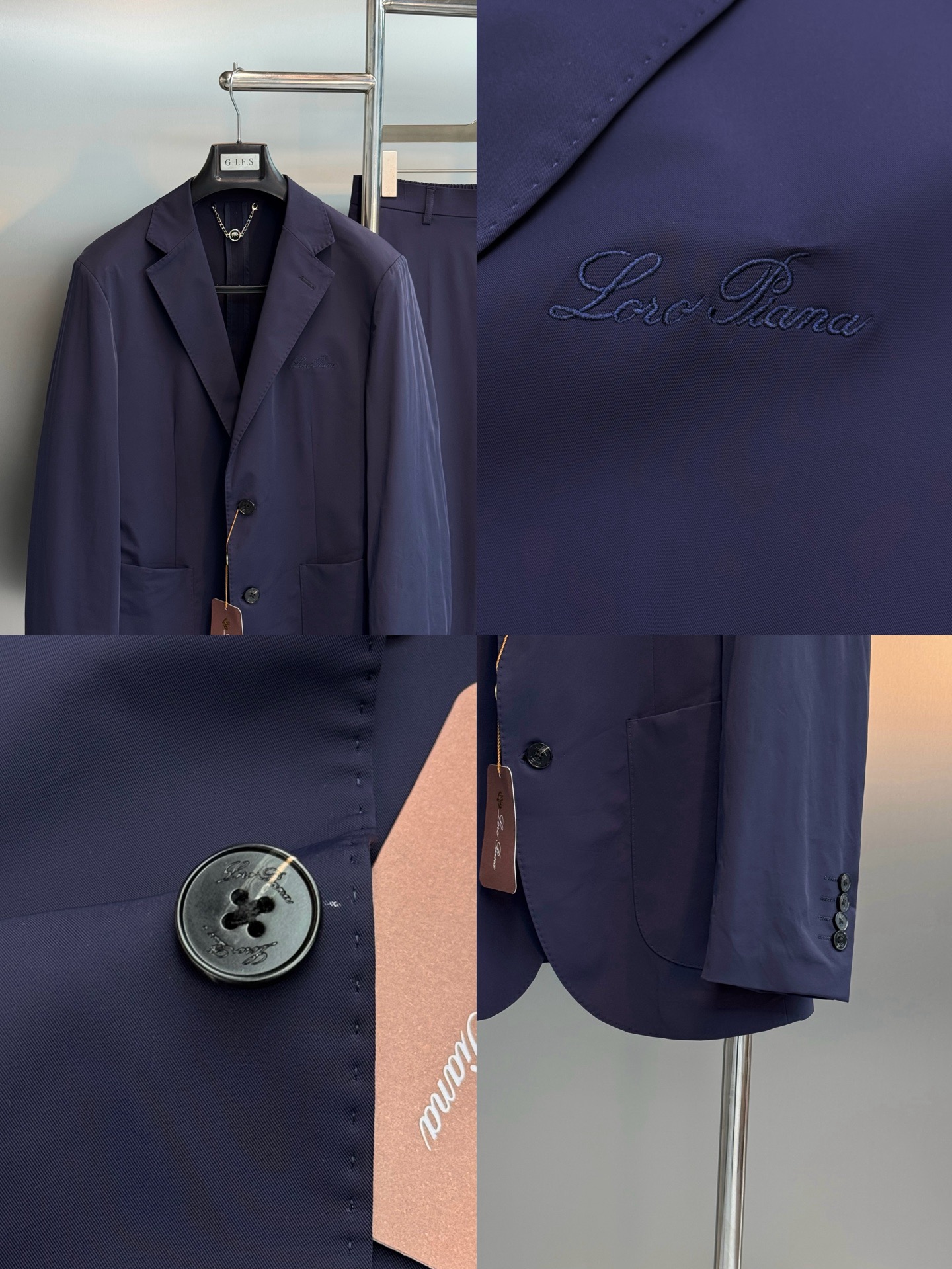 Костюм мужской в стиле Loro Piana тёмно-синего цвета