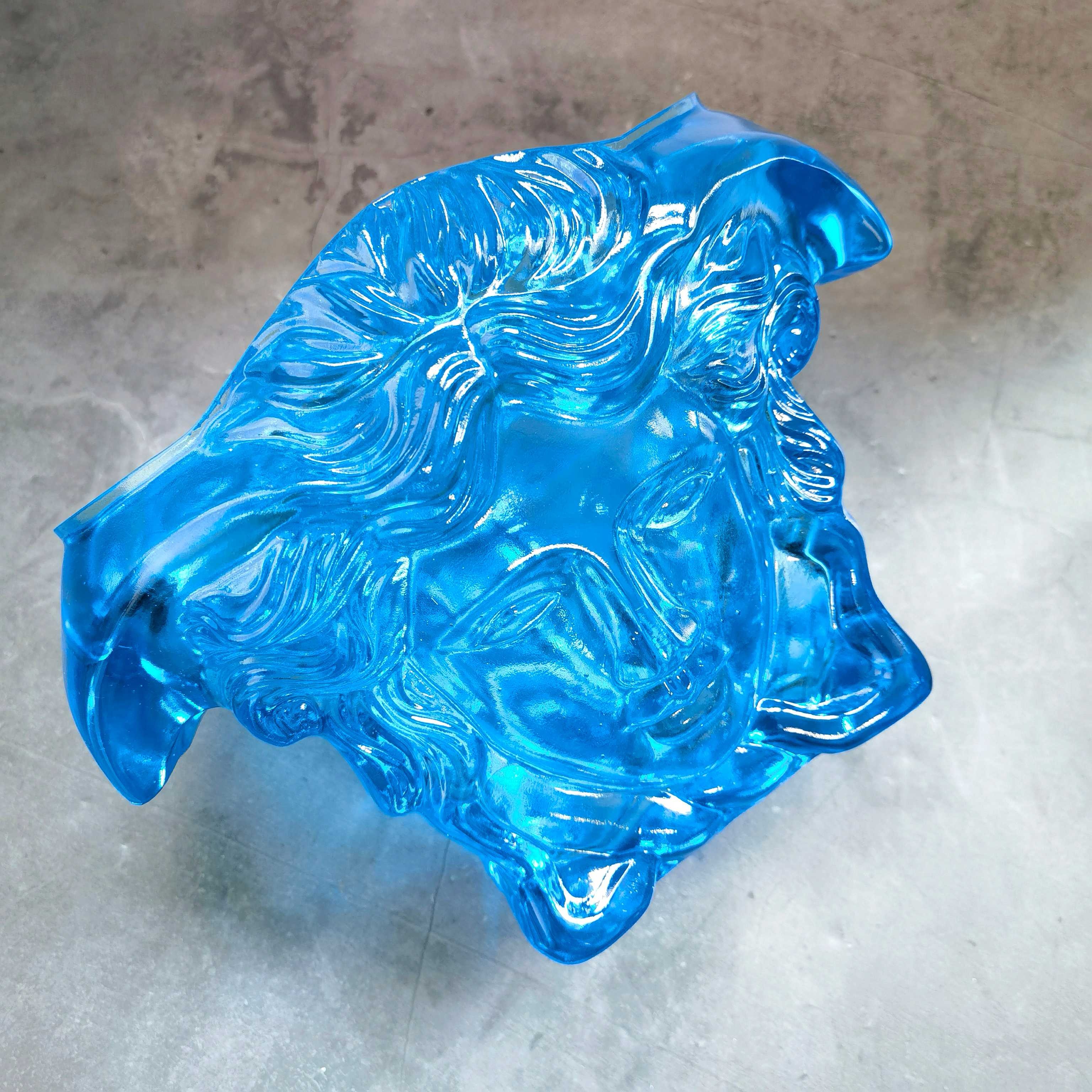 Ваза хрустальная в стиле Versace Medusa Head, сапфирово-голубого цвета