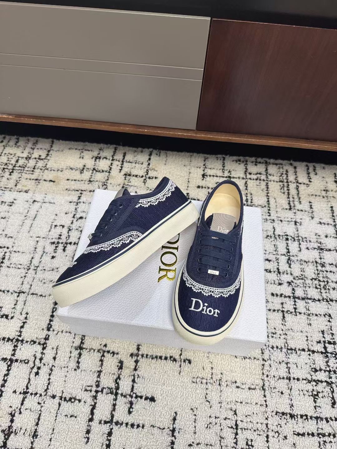 Кроссовки женские в стиле Dior Chrono тёмно-синего цвета