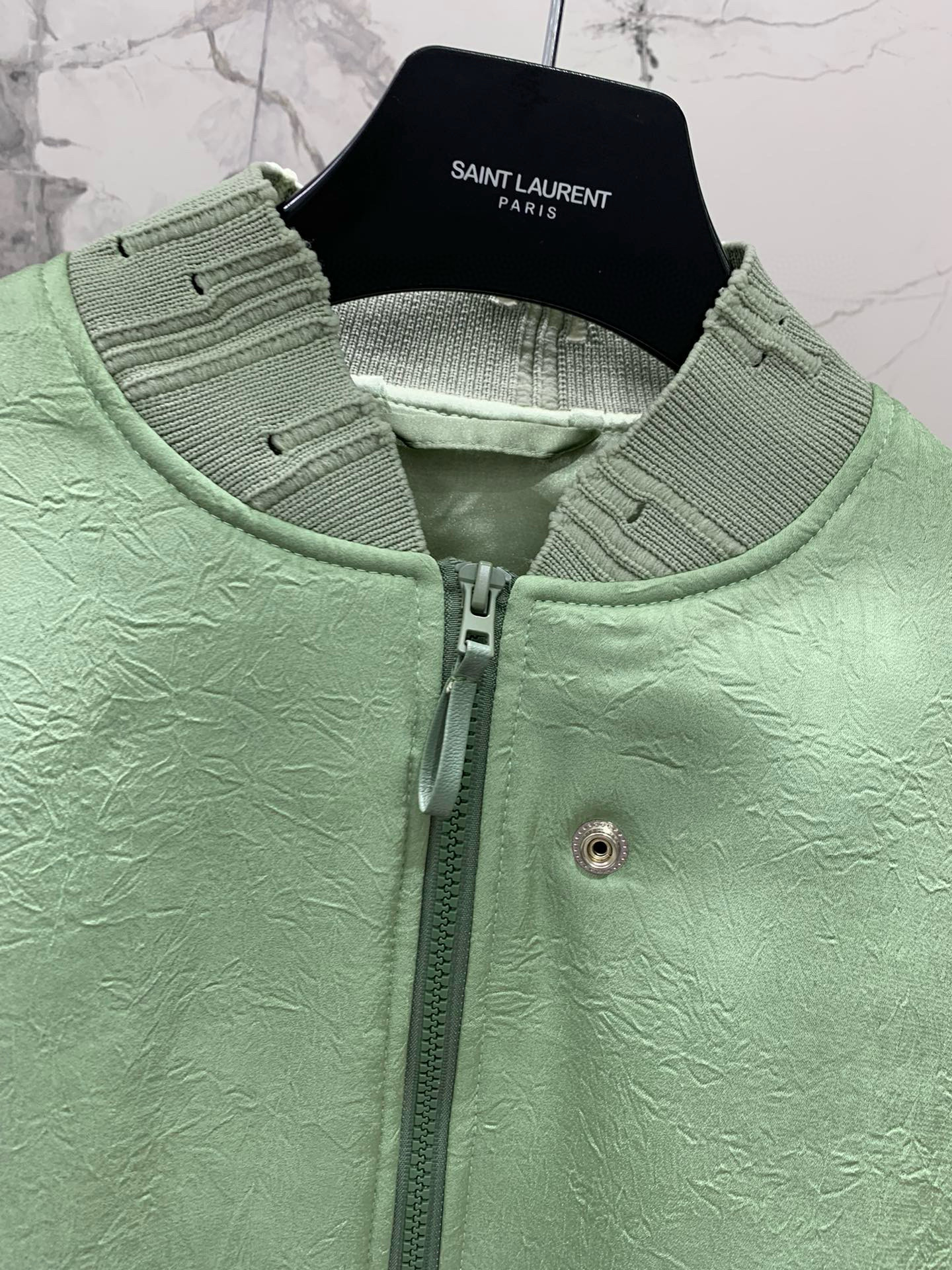 Куртка-бомбер женская в стиле Acne Studios из плотного хлопка премиум-класса, мятно-зелёного цвета