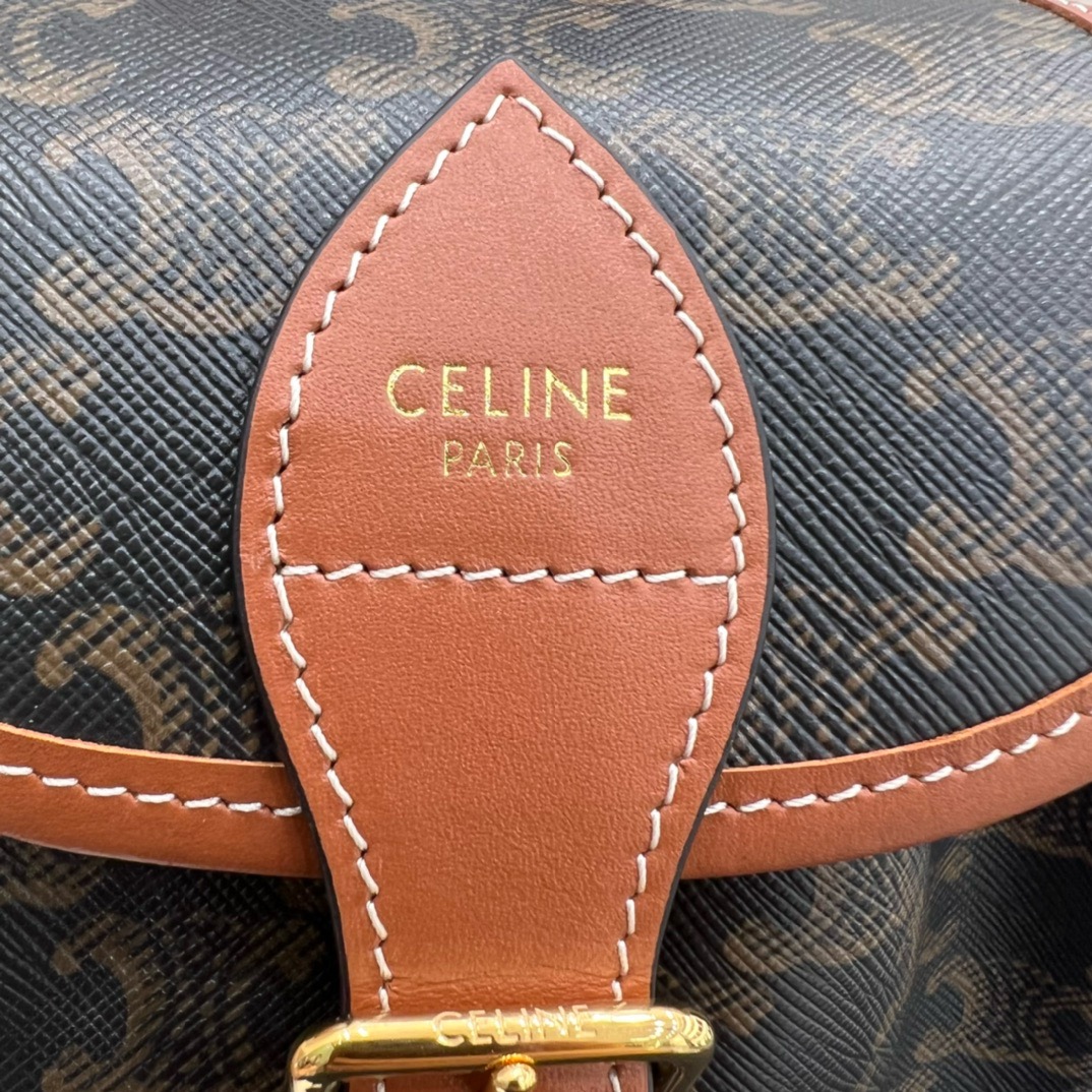 Рюкзак женский в стиле Celine Folco Triomphe Canvas коричневого цвета