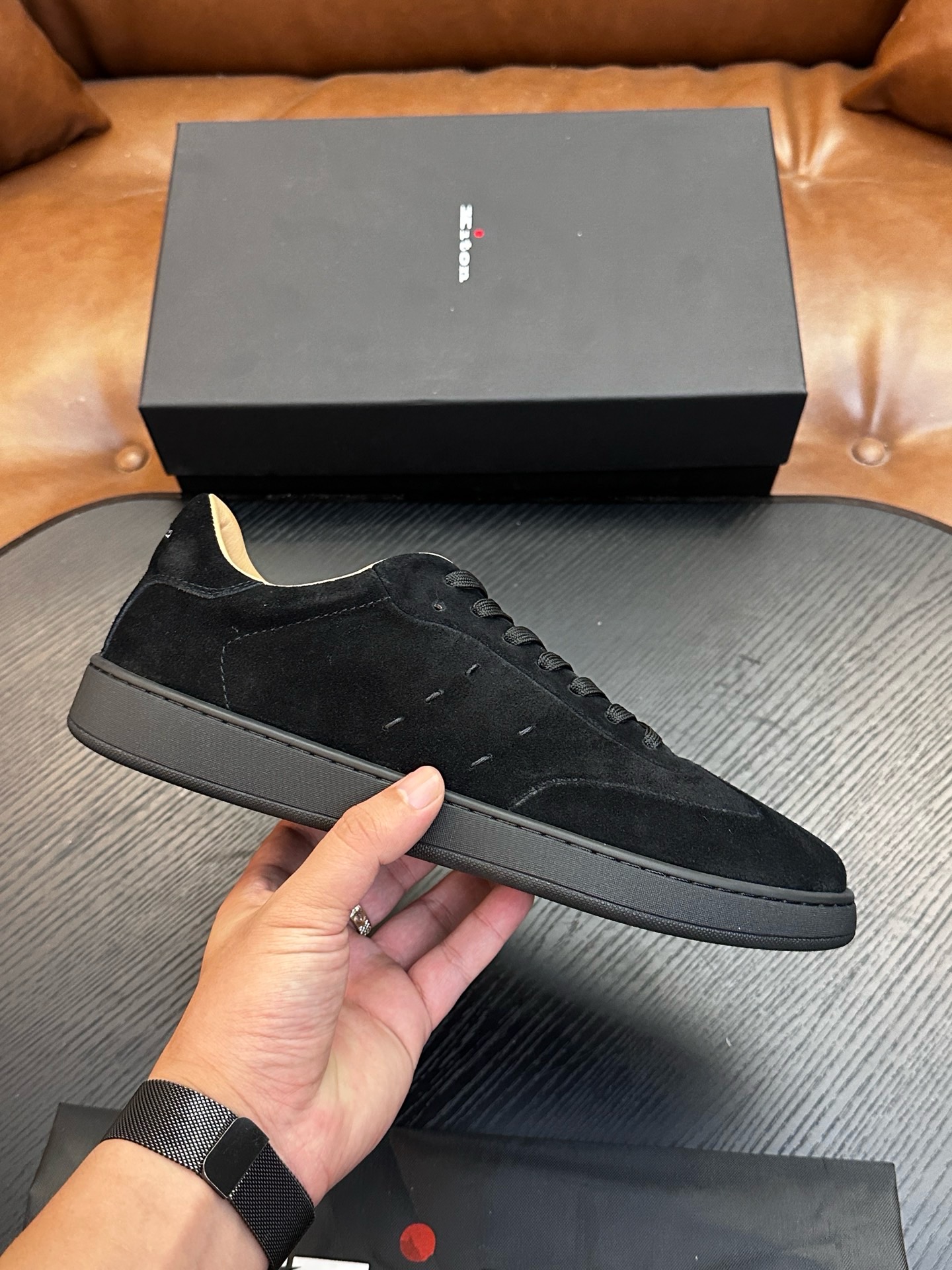 Кеды мужские в стиле Kiton чёрного цвета