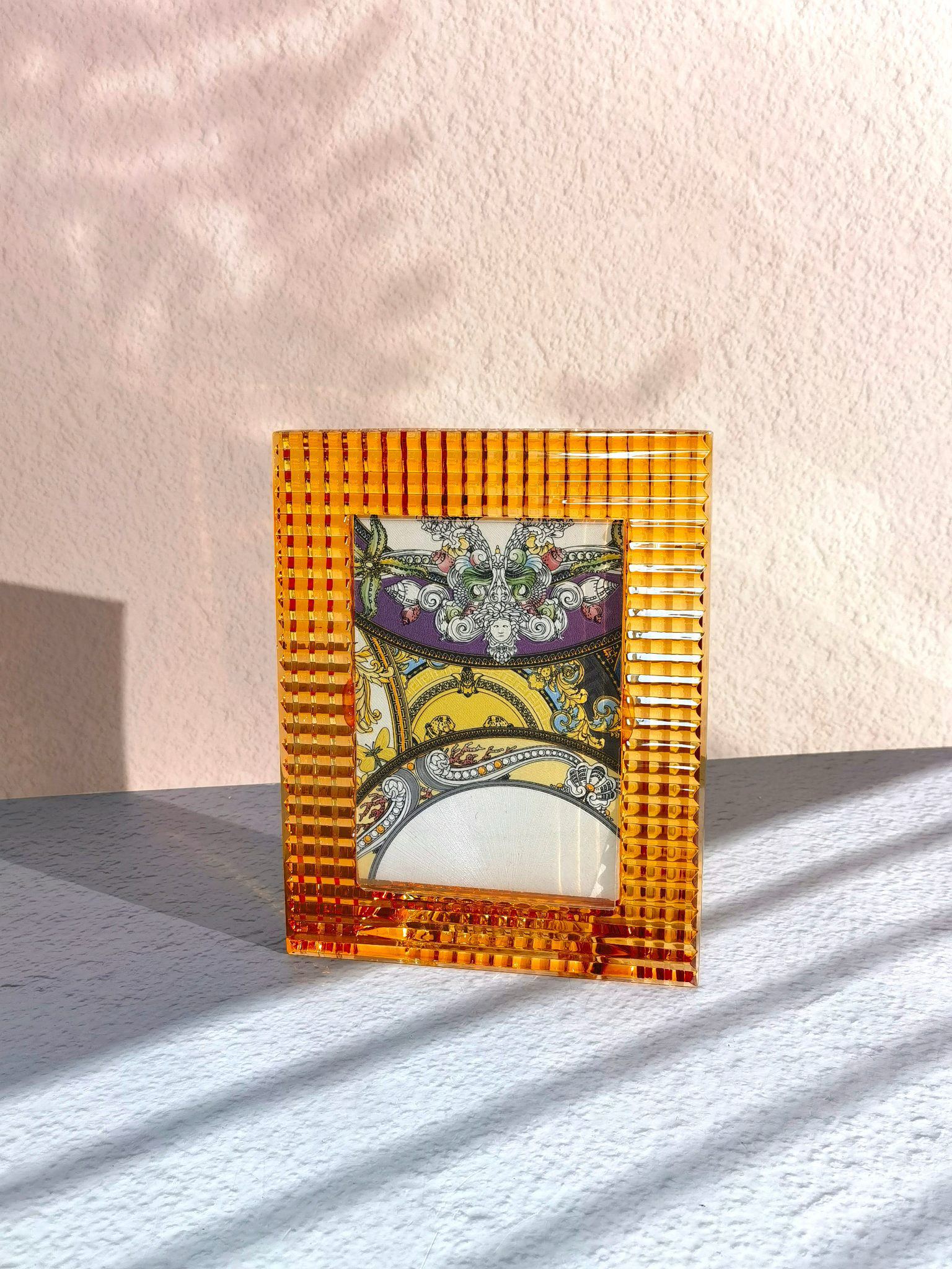 Хрустальная фоторамка в стиле Baccarat Brilliant Series, янтарного цвета