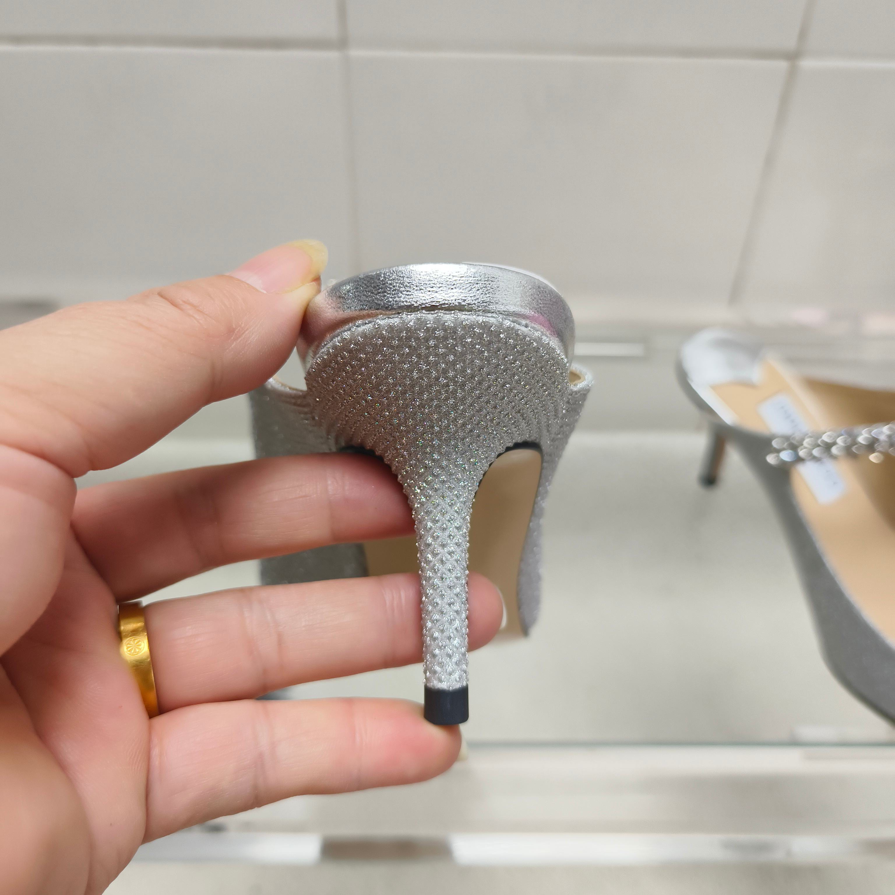 Мюли женские в стиле Jimmy Choo голубого цвета