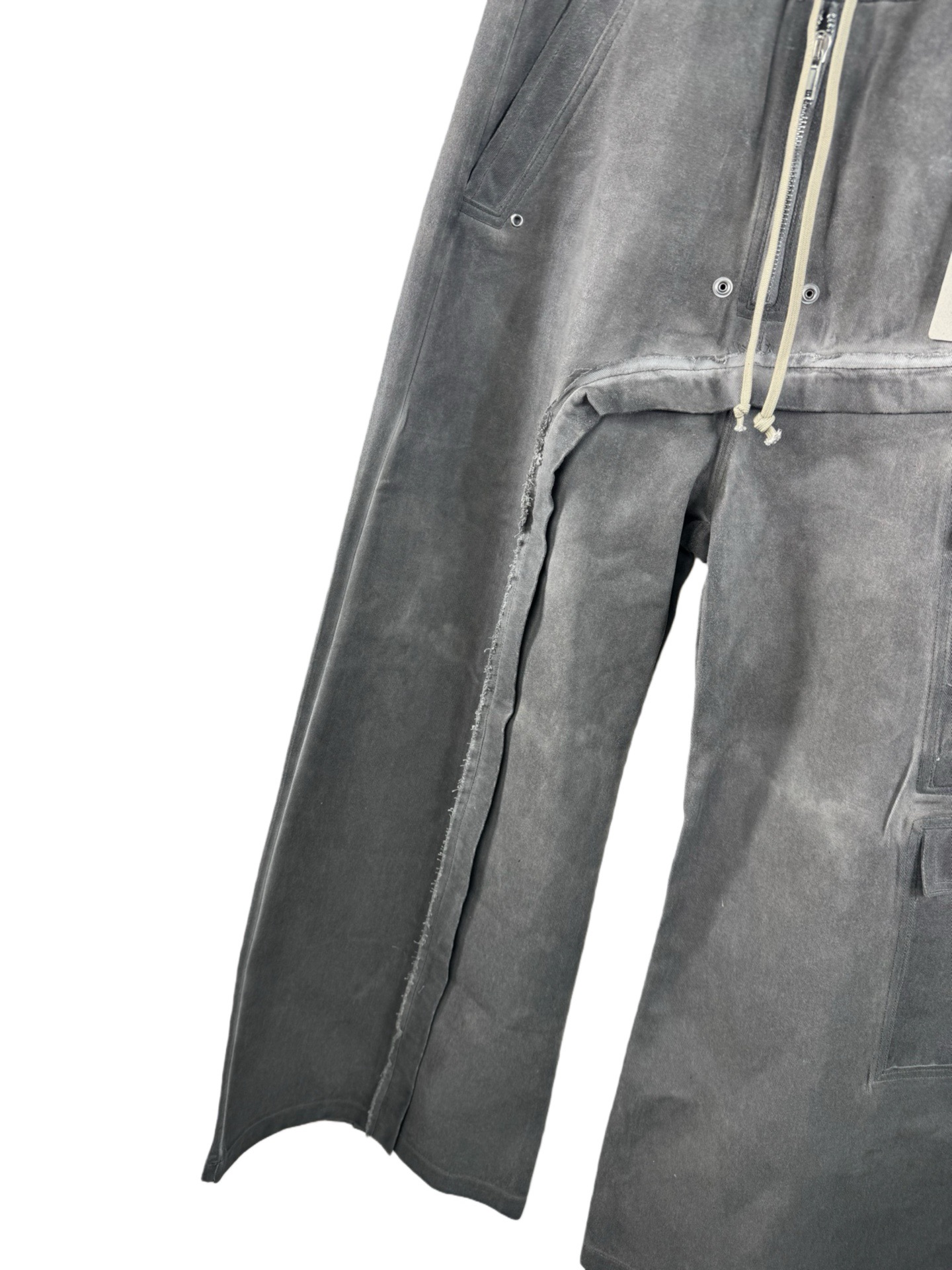 Брюки унисекс в стиле Rick Owens DRKSHDW Hollywood Double Cargo серо-графитового цвета 