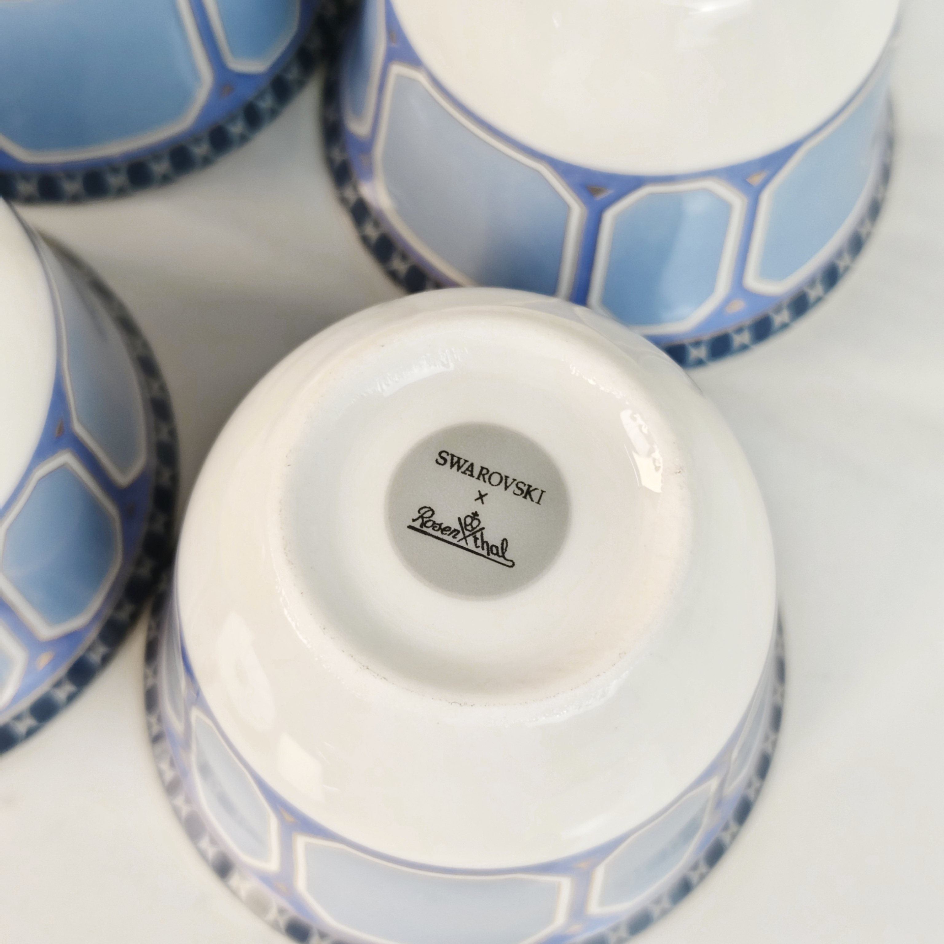 Чайный набор  в стиле Swarovski x Rosenthal из керамики синего цвета