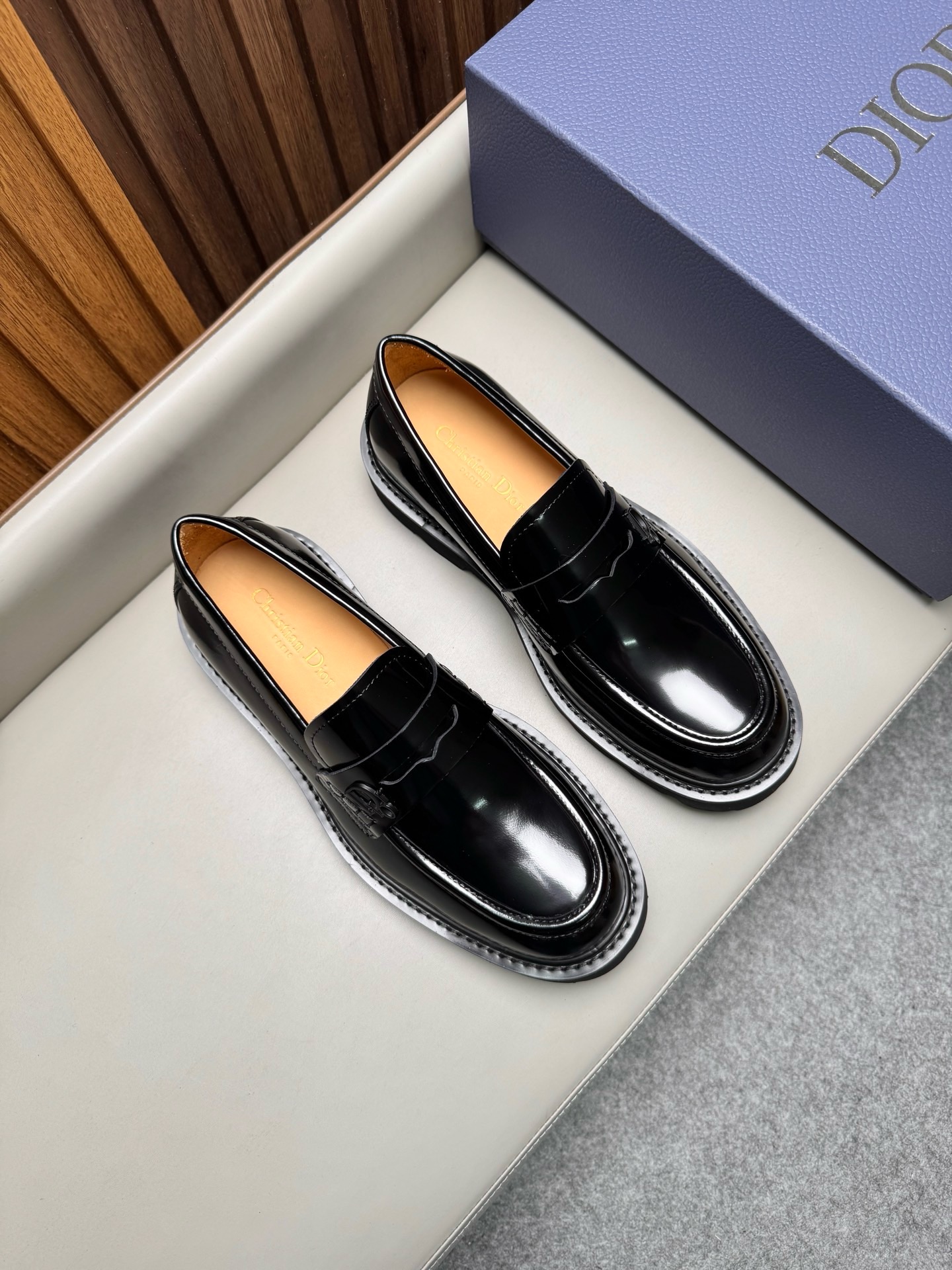 Лоферы мужские в стиле Dior Homme чёрного цвета