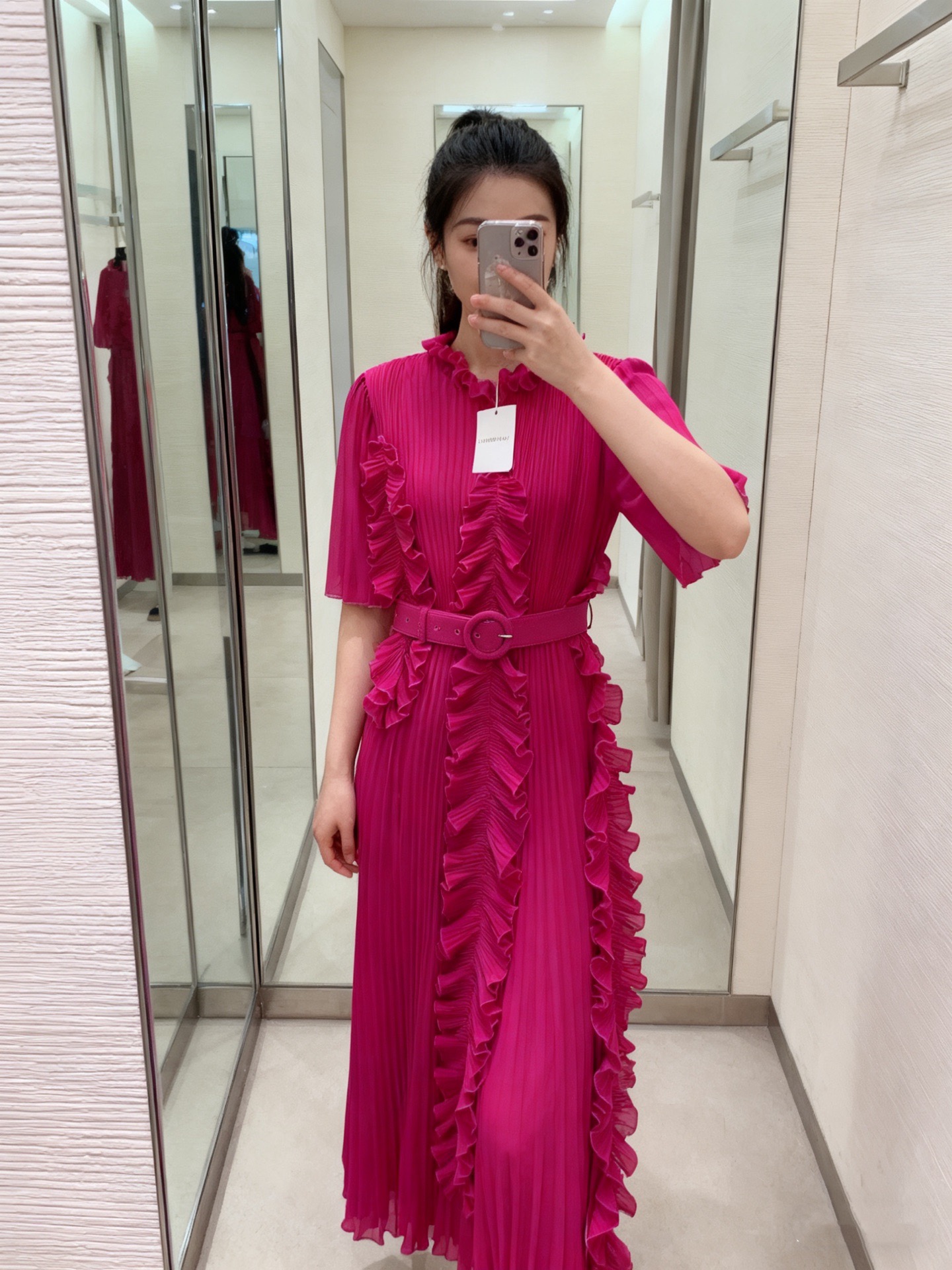 Платье женское в стиле Zimmermann плиссированное с оборками и поясом