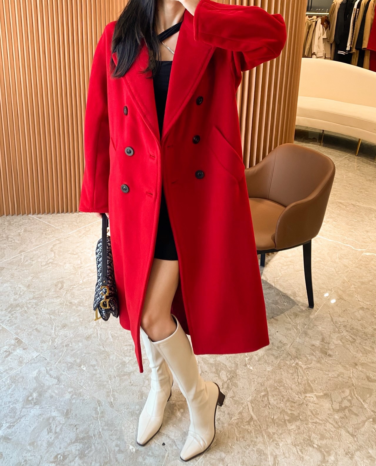 Пальто женское в стиле Max Mara Anne-Marie Beretta красного цвета