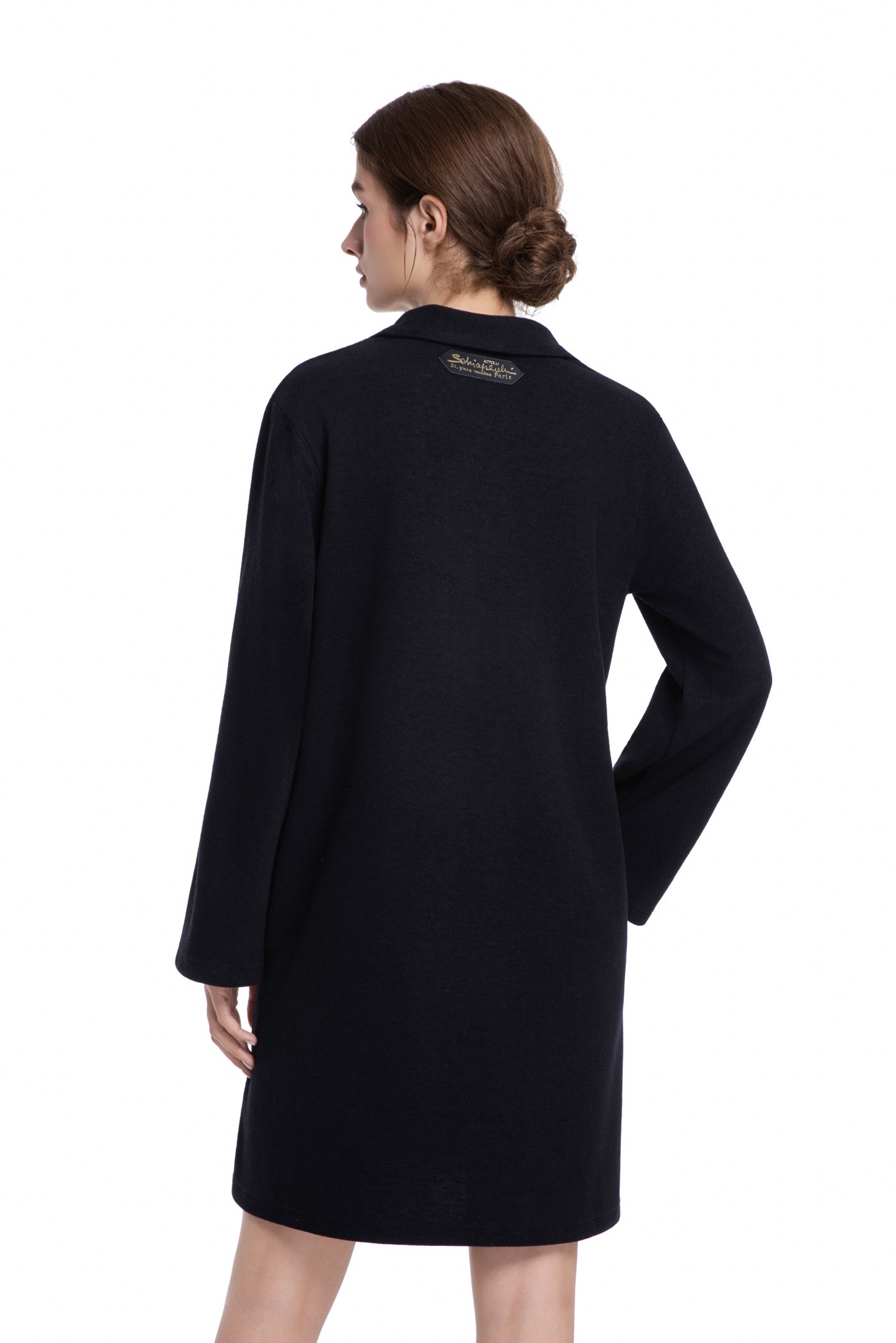 Платье женское Schiaparelli с декоративной застёжкой «глаз» чёрного цвета