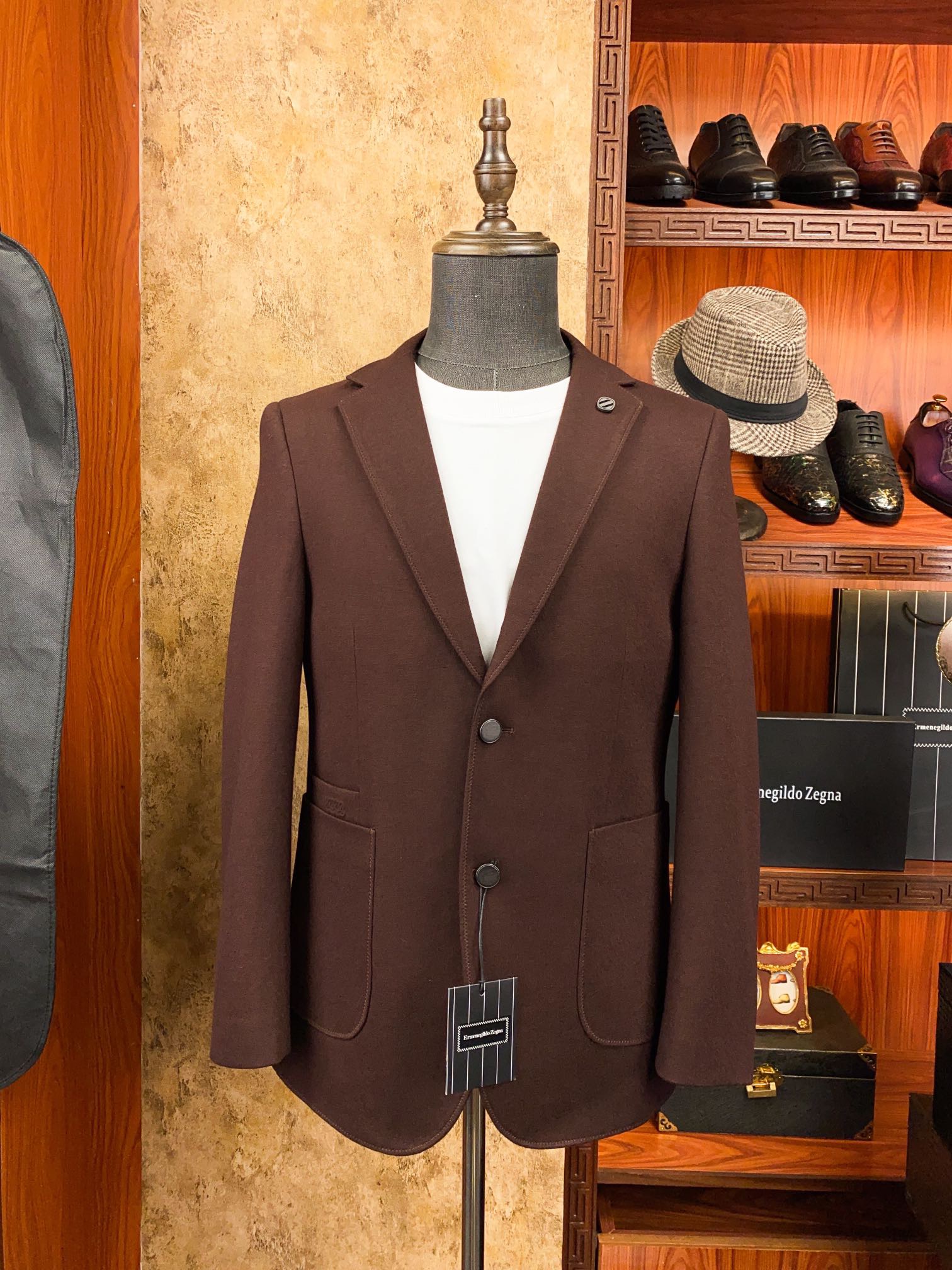 Пиджак мужской в стиле Zegna классический коричневого цвета