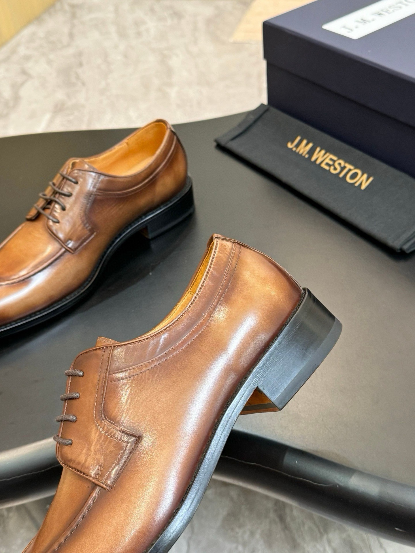 Дерби мужские J.M. Weston Half-Hunt Derby коричневого цвета