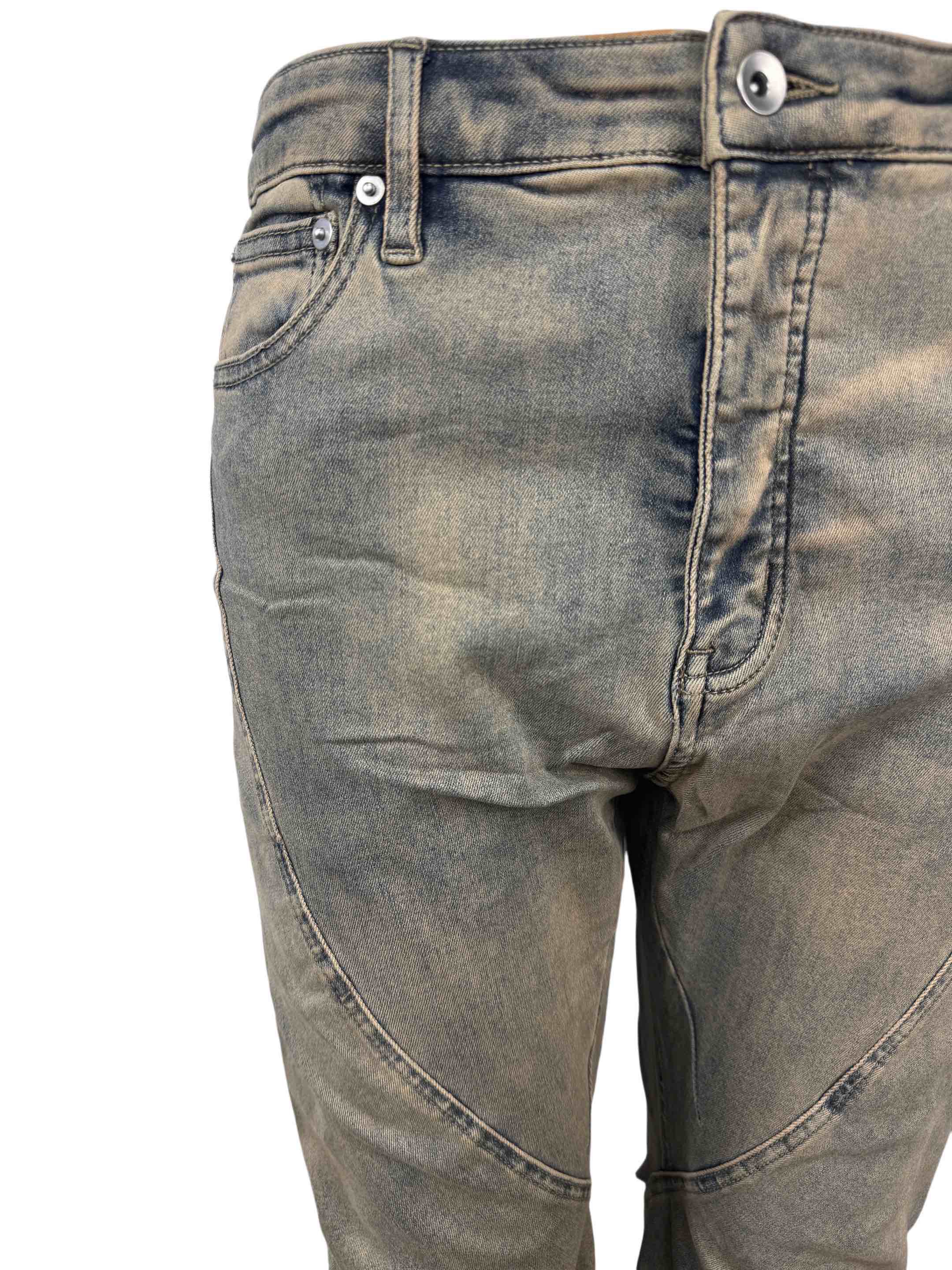 Джинсы унисекс в стиле Rick Owens серо-коричневого цвета