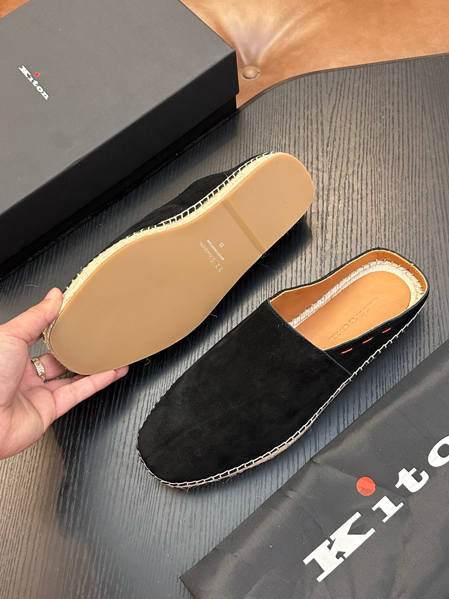 Мюли мужские в стиле Kiton чёрного цвета