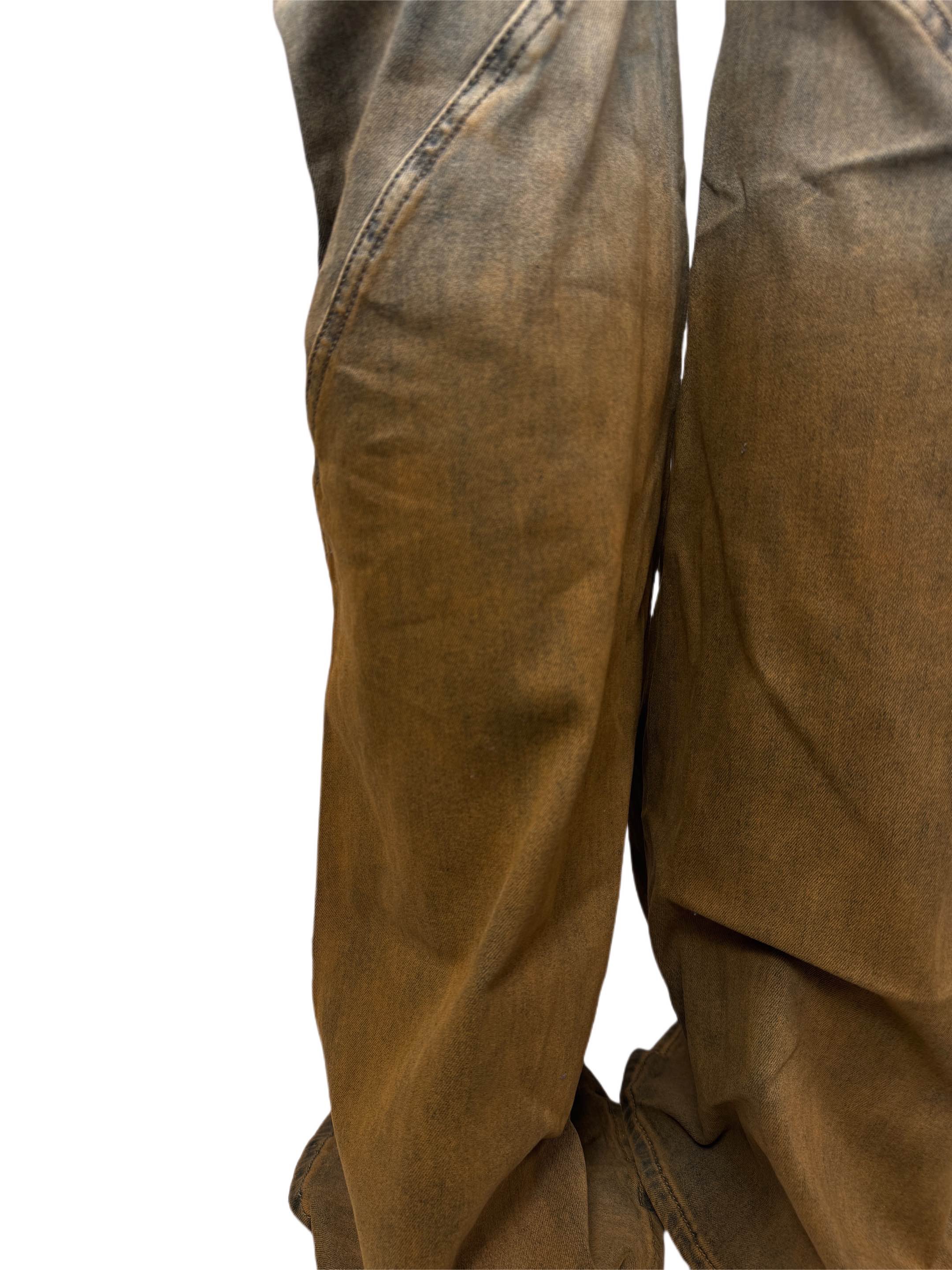 Джинсы унисекс в стиле Rick Owens серо-коричневого цвета