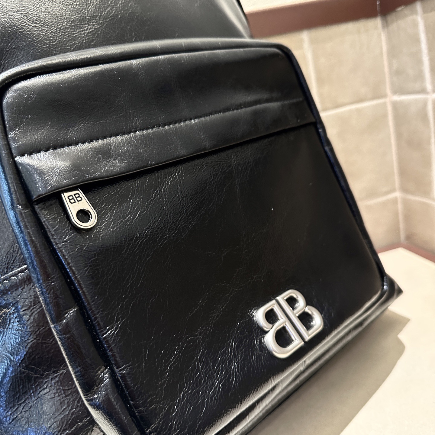 Рюкзак мужской в стиле Balenciaga Monaco из натуральной кожи чёрного цвета