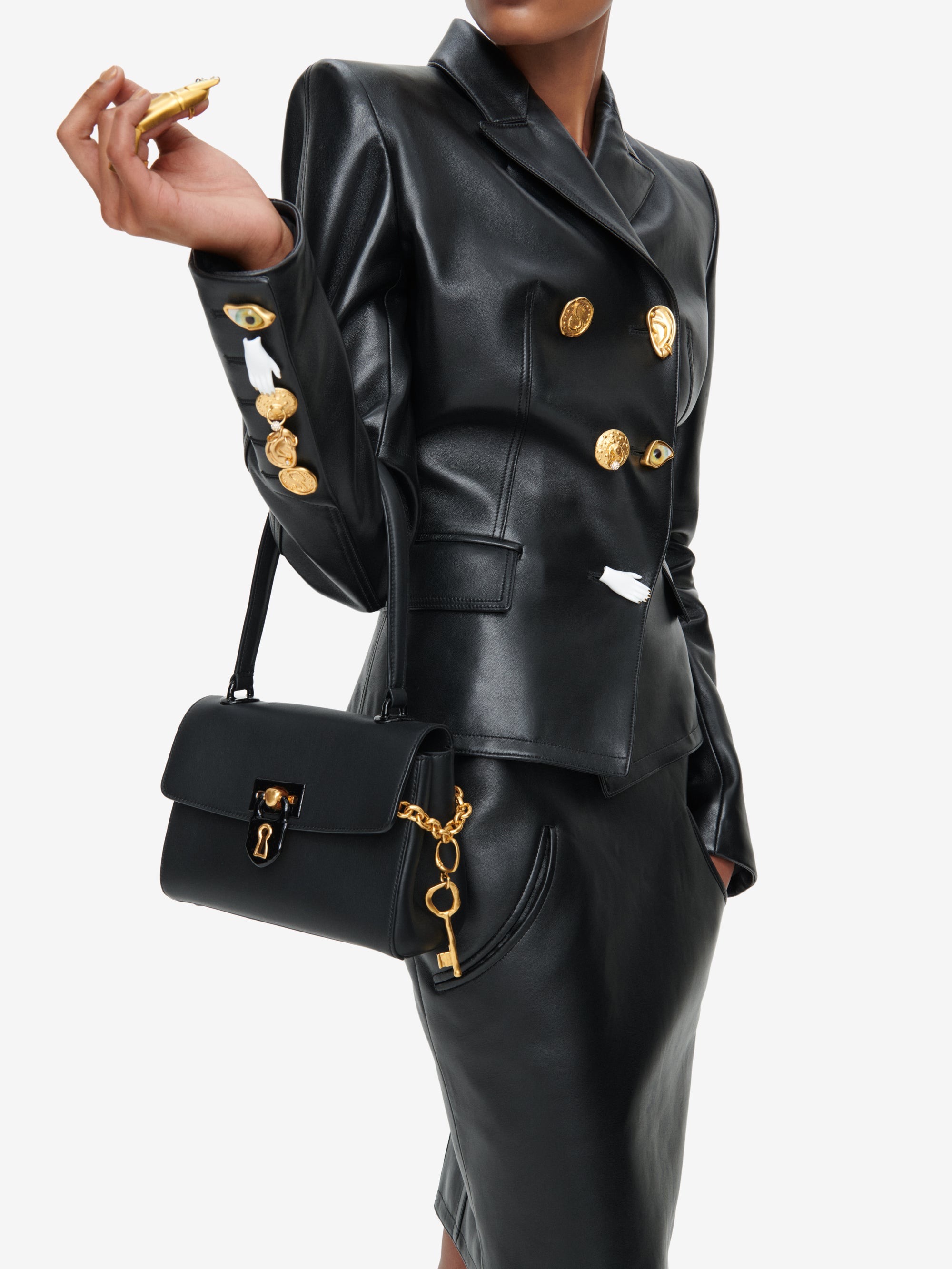 Сумка женская Schiaparelli из натуральной кожи чёрного цвета(31 см)