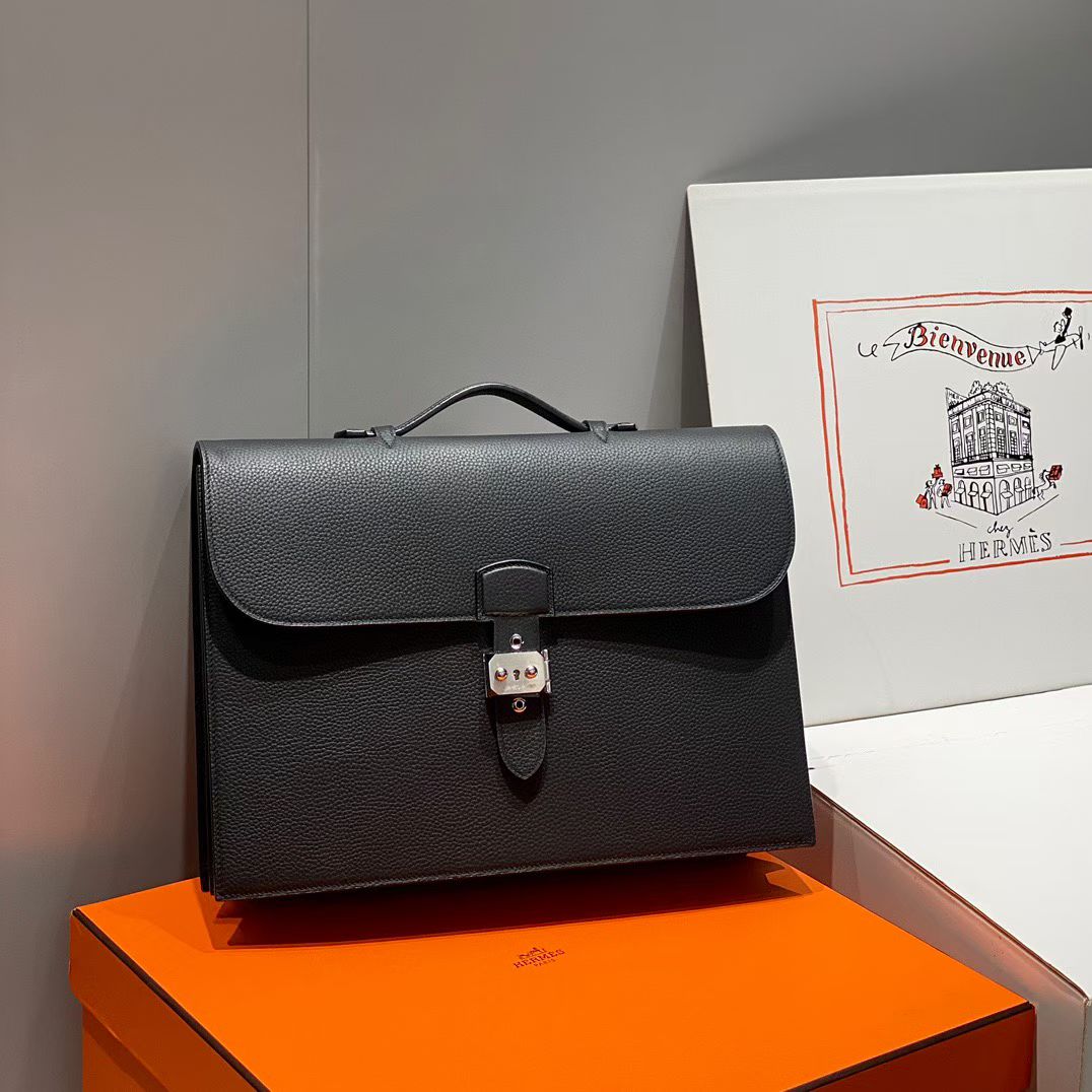 Портфель мужской Hermès Sac à Dépêches 38 чёрного цвета