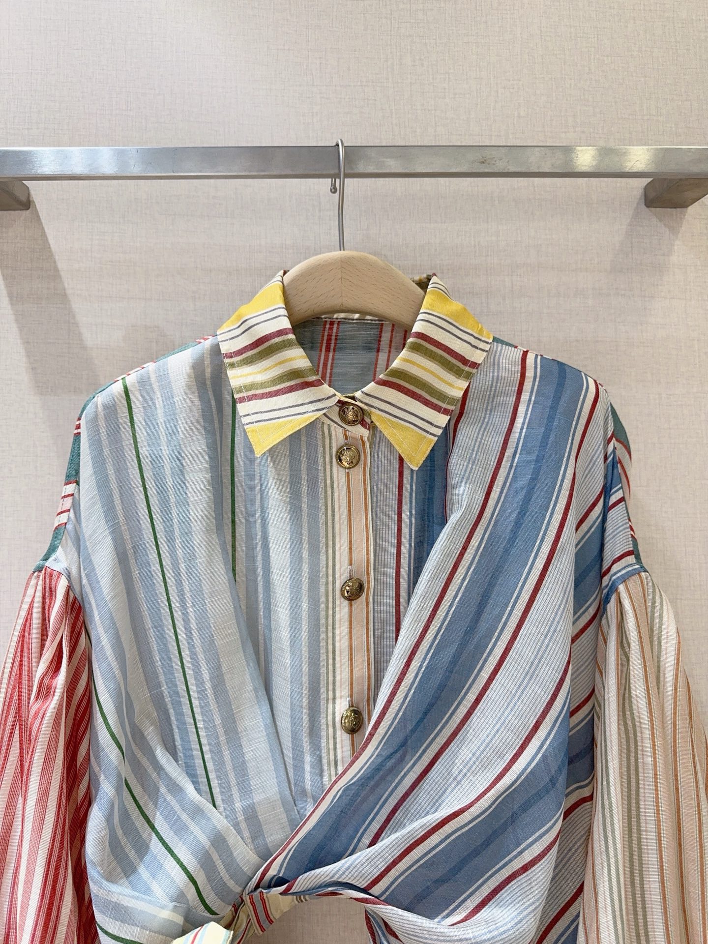 Платье женское в стиле Zimmermann  из льна и шёлка мультиколор в полоску с поясом