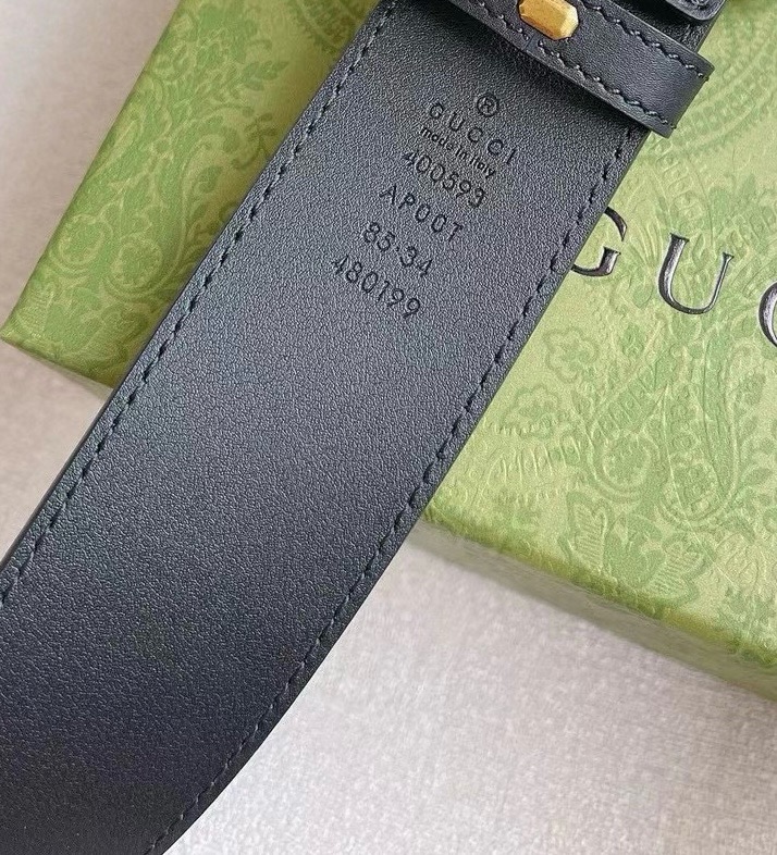 Ремень мужской Gucci GG Marmont синего цвета матовой пряжкой