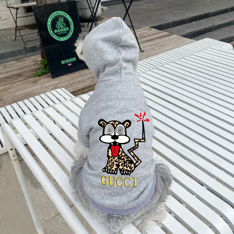 Худи для собак в стиле Gucci Tiger с принтом тигра серого цвета