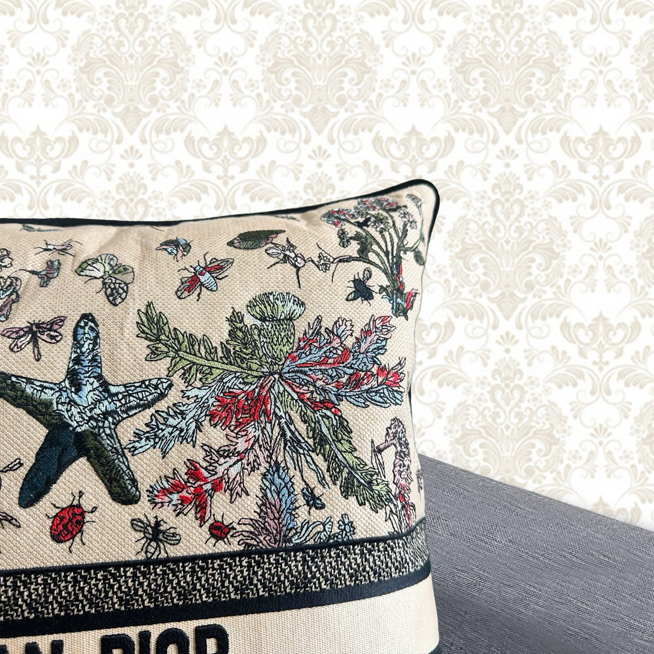  Подушка декоративная в стиле Dior с морским художественным принтом и картографическим принтом, 50×50 см