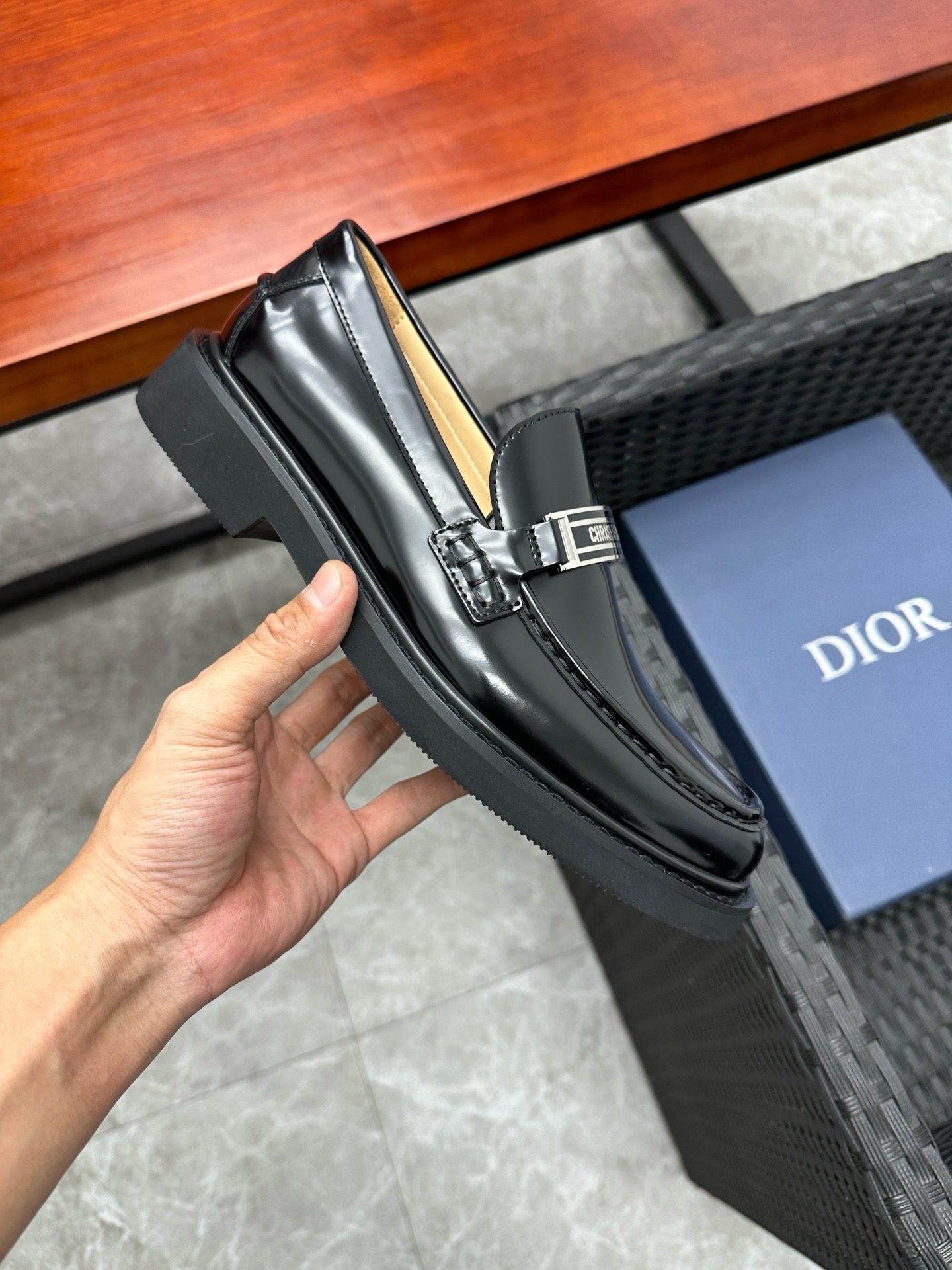 Лоферы мужские в стиле Dior Explorer чёрного цвета