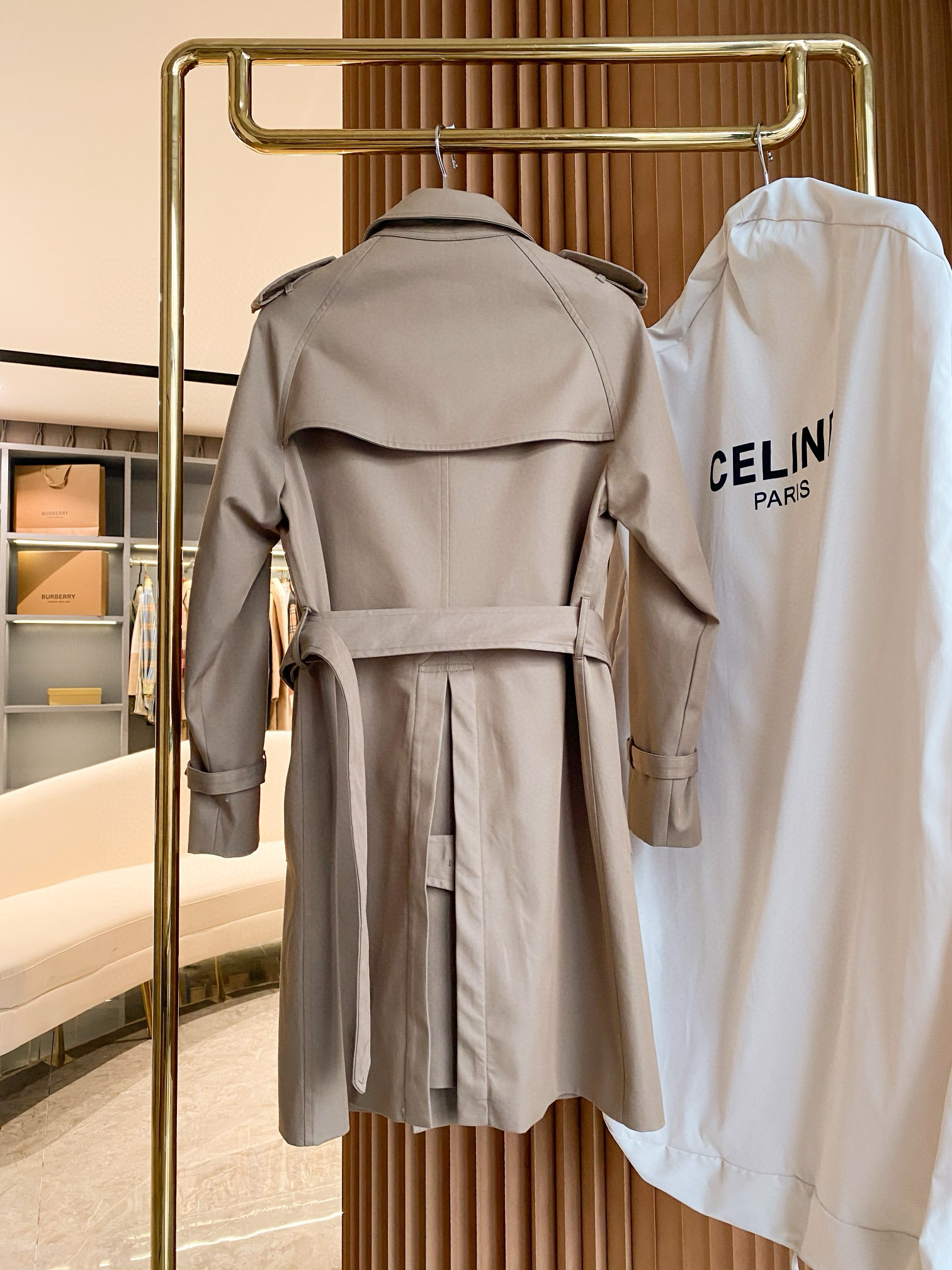 Тренч CELINE Paris из шерстяно-хлопковой ткани