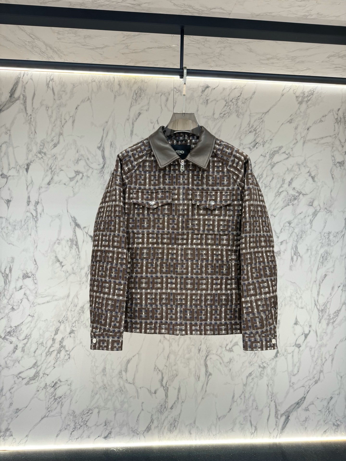 Куртка мужская Fendi FF Jacquard Blouson коричневого цвета с монограммой FF