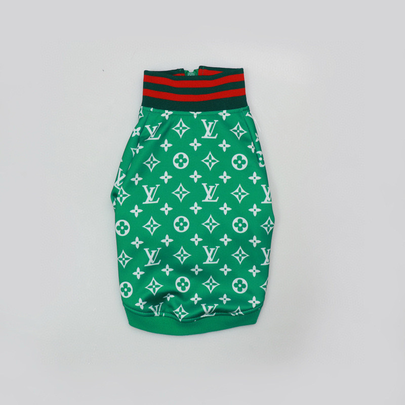 Ветровка для собак в стиле Louis Vuitton Monogram зелёного цвета
