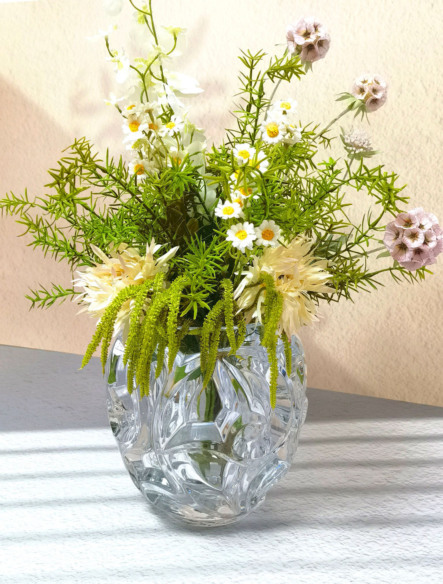 Ваза хрустальная в стиле Lalique,прозрачная, 21 см