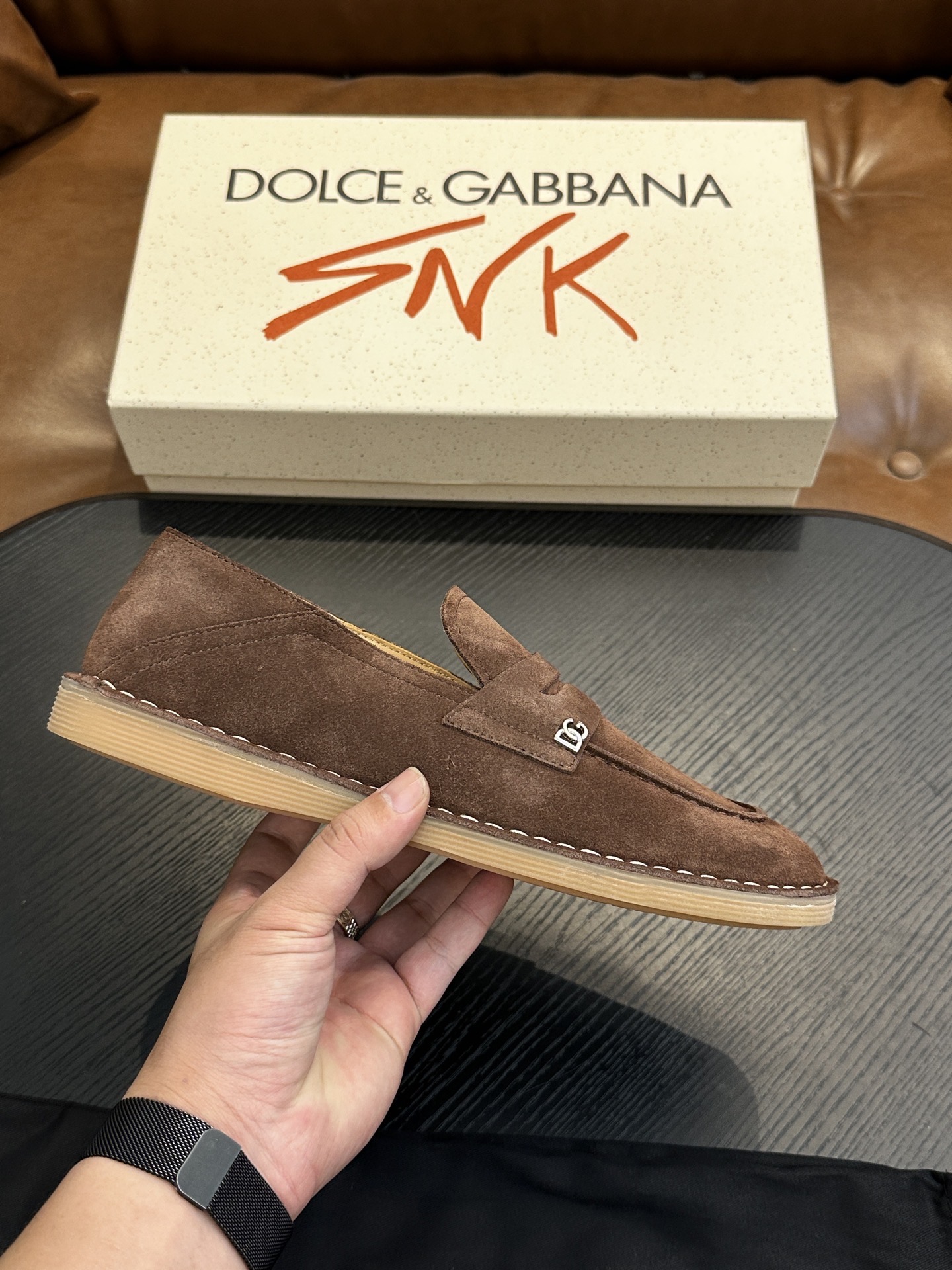 Лоферы мужские в стиле Dolce & Gabbana New Florio светло-коричневого цвета