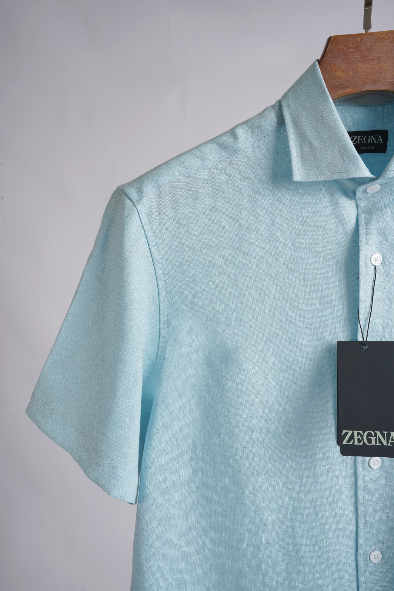 Рубашка мужская Zegna светло-голубого цвета с коротким рукавом