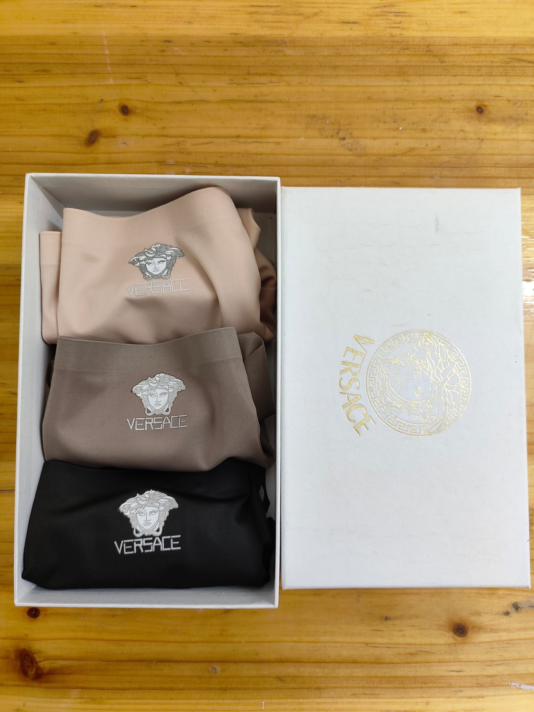 Трусы женские в стиле Versace из шелковистой ткани с высокой посадкой (набор 3 шт.)