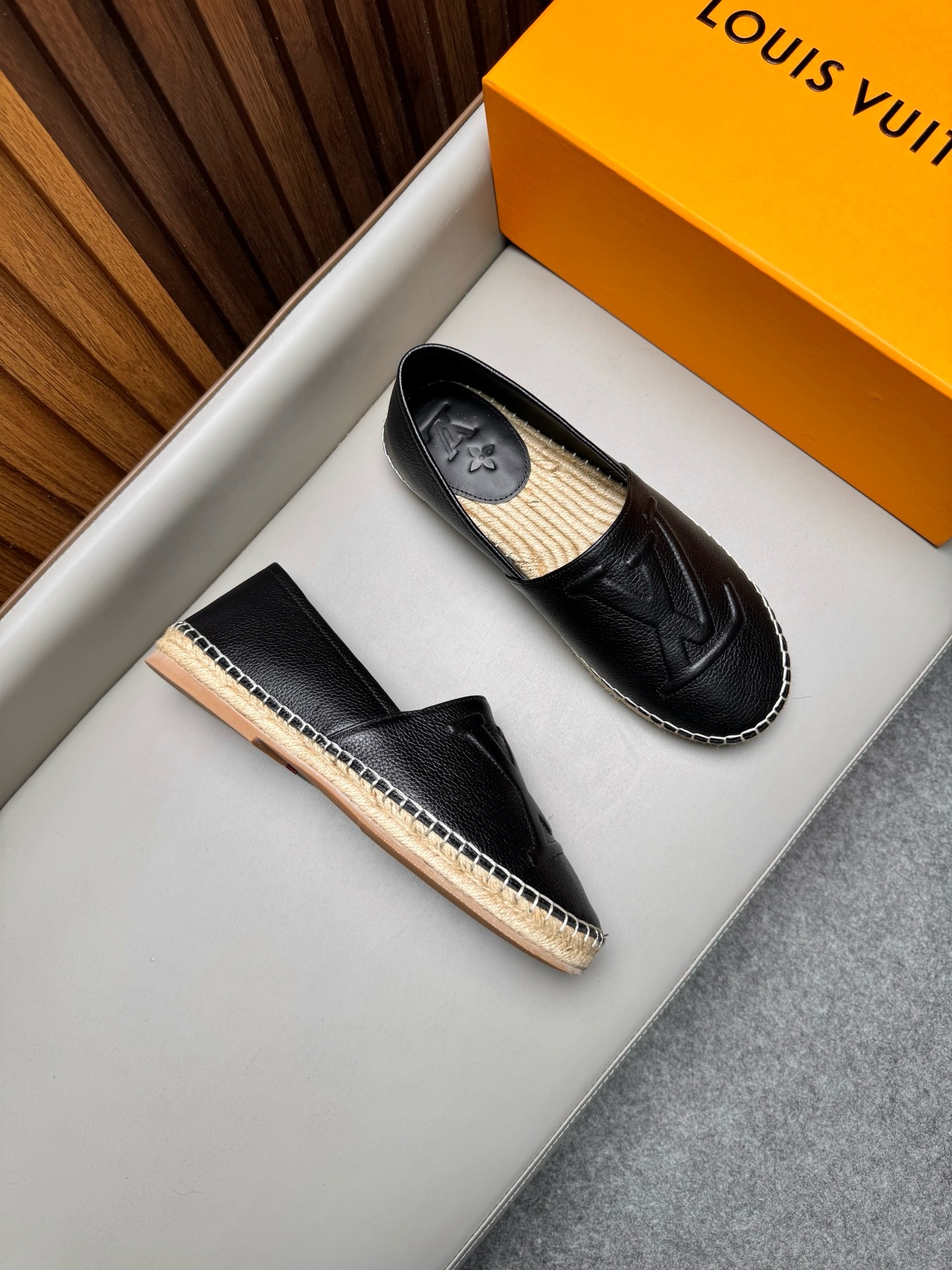 Эспадрильи мужские в стиле Louis Vuitton чёрного цвета