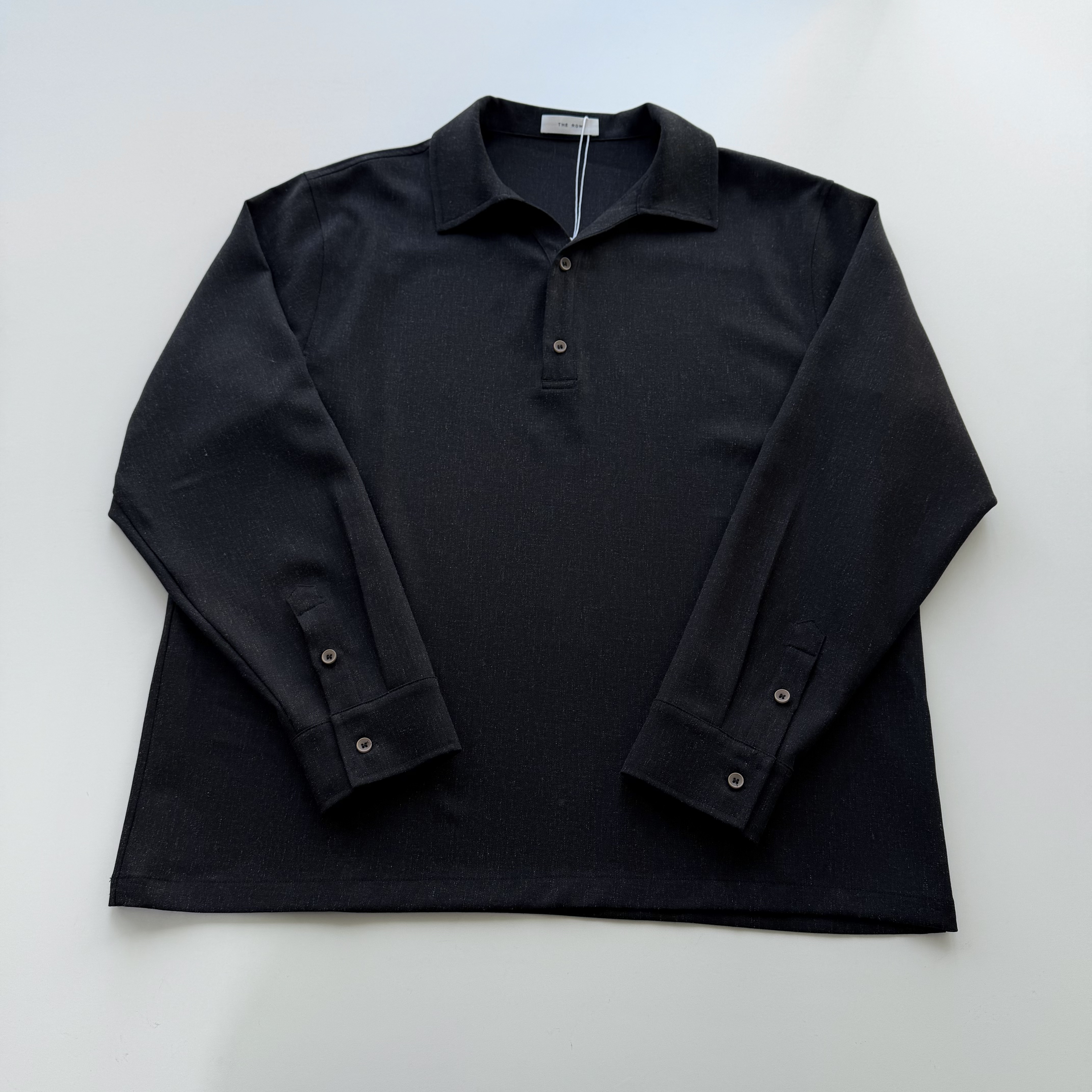 Поло мужское в стиле The Row с длинным рукавом черного цвета