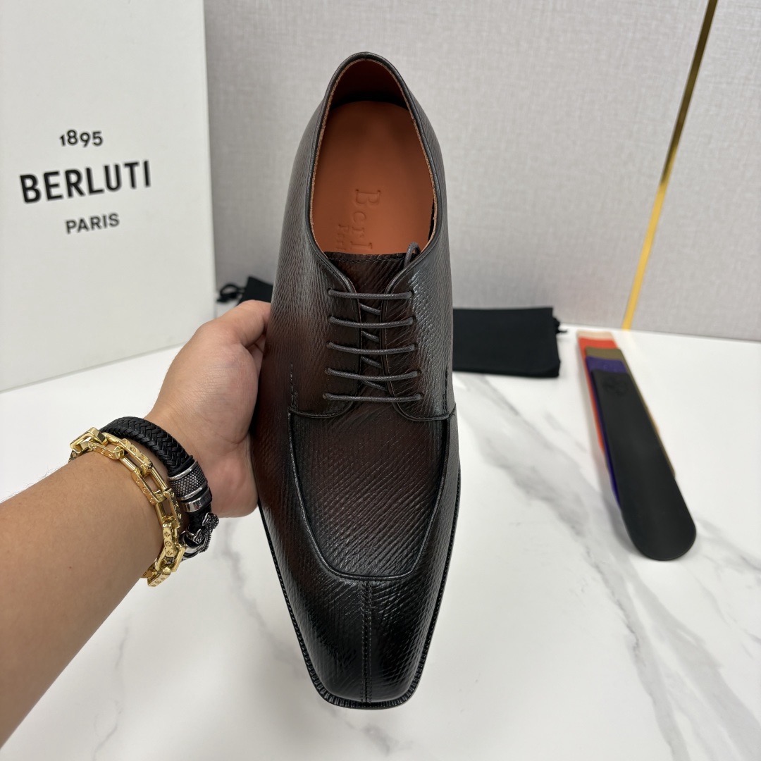 Туфли мужские Berluti классические оксфорды коричневого цвета