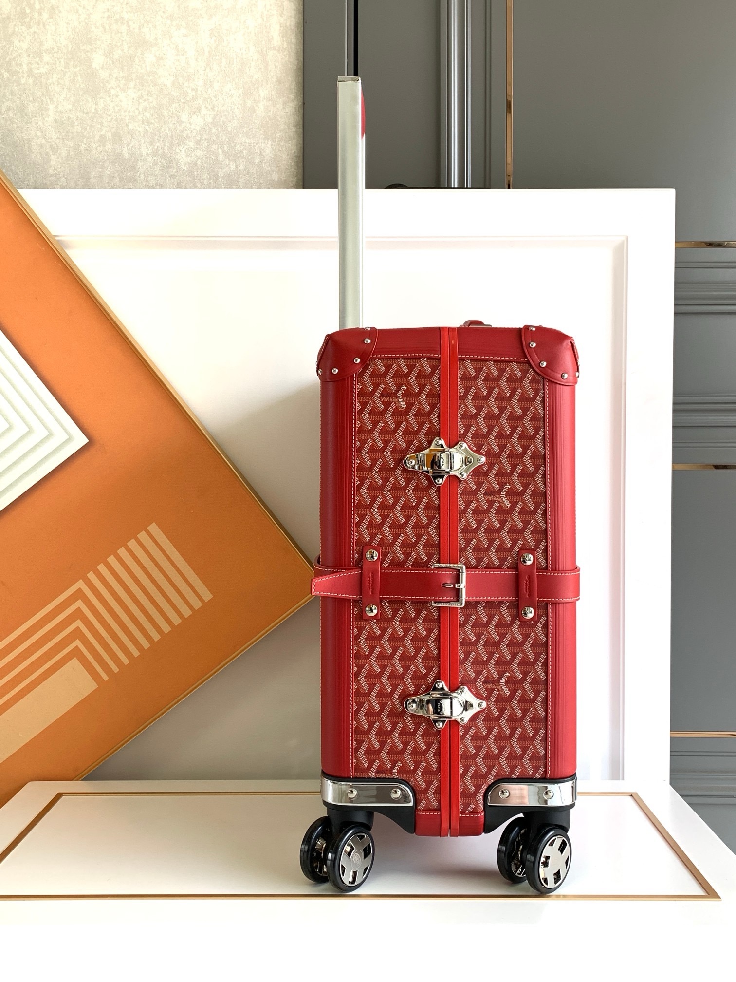 Чемодан Goyard Bourget PM красного цвета