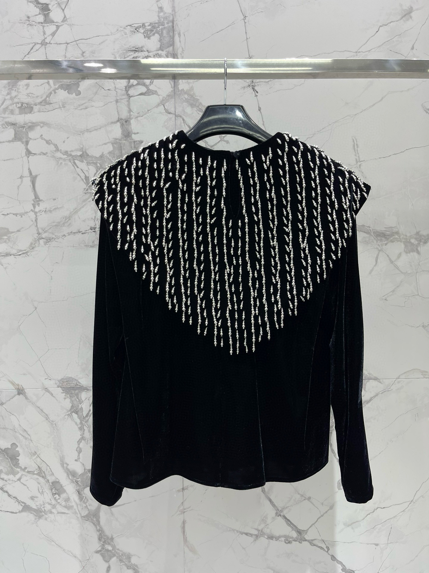 Топ женский в стиле Isabel Marant из бархата с ручной вышивкой бисером и жемчужинами